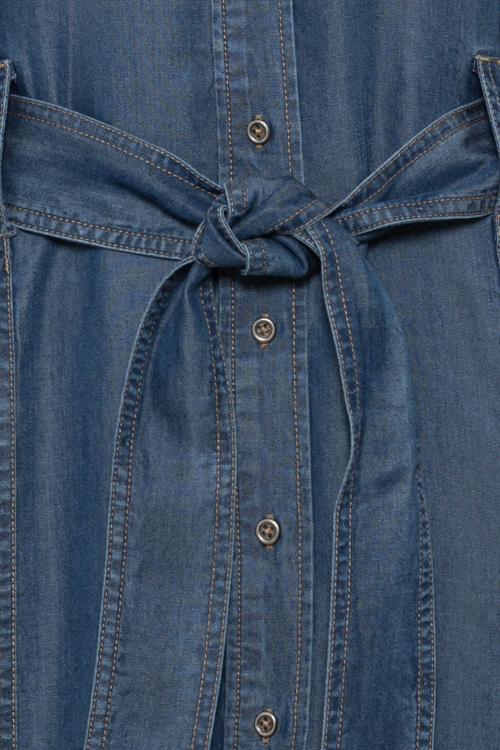 Olsen 13001739 Blue Denim Button Front Shirt Dress - Dotique