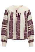 One Collective Averno Quilted Yoke Blouse - Sea Salt Jacquard