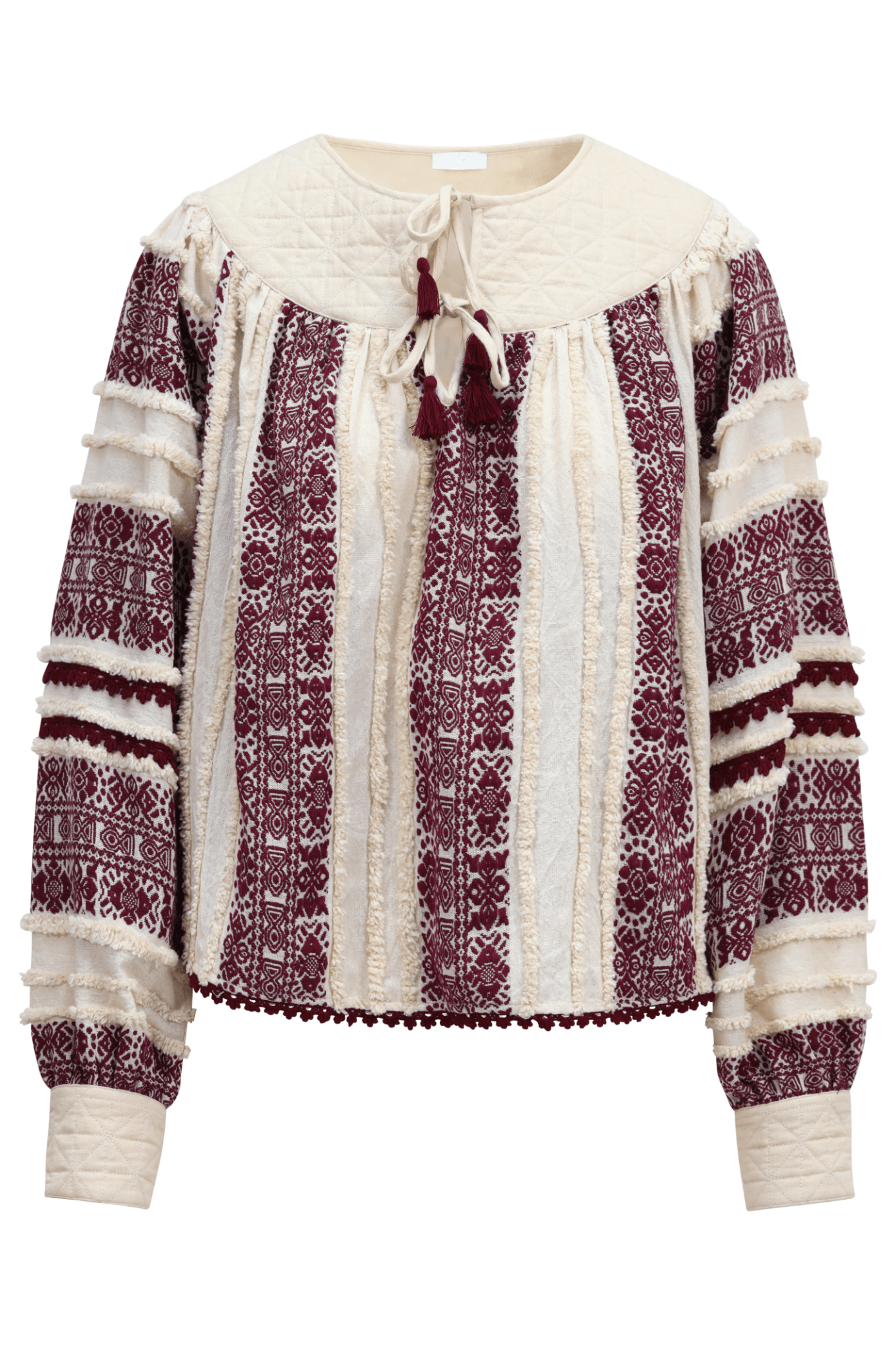 One Collective Averno Quilted Yoke Blouse - Sea Salt Jacquard