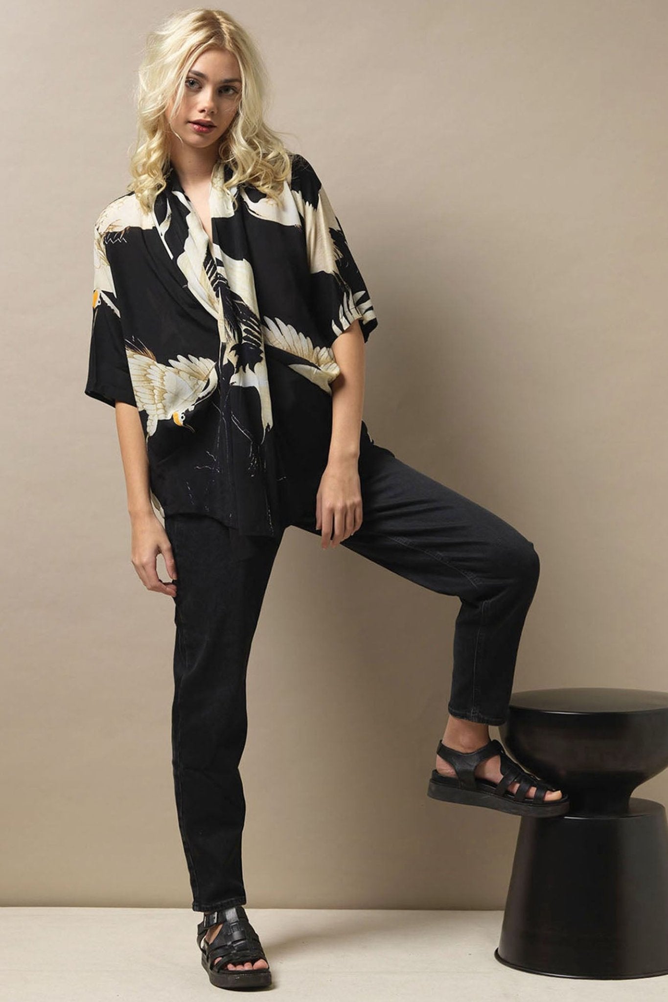 One Hundred Star TPRSTOBLKN Stork Black Rachel Top - Dotique Chesterfield