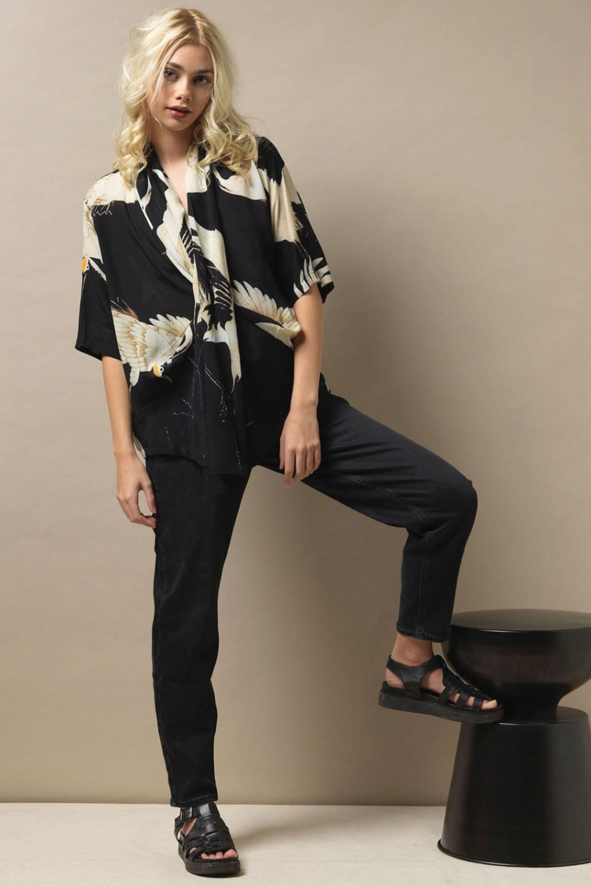 One Hundred Star TPRSTOBLKN Stork Black Rachel Top - Dotique Chesterfield
