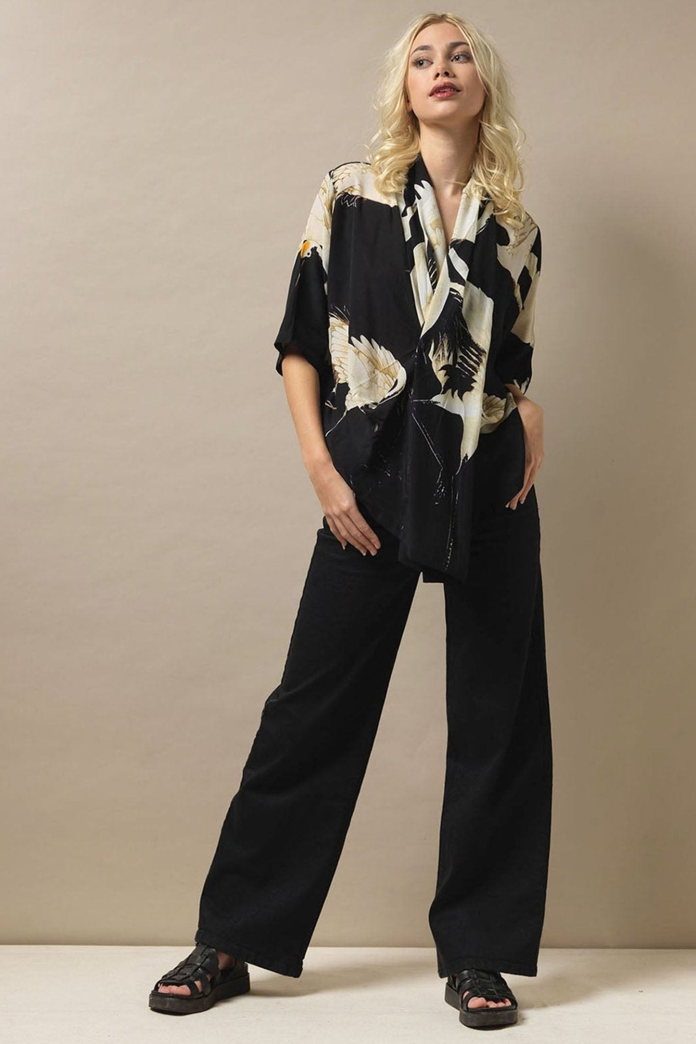 One Hundred Star TPRSTOBLKN Stork Black Rachel Top - Dotique Chesterfield