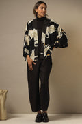 One Hundred Stars Black Stork Crepe Kimono CKIMSTBLK - Dotique Chesterfield