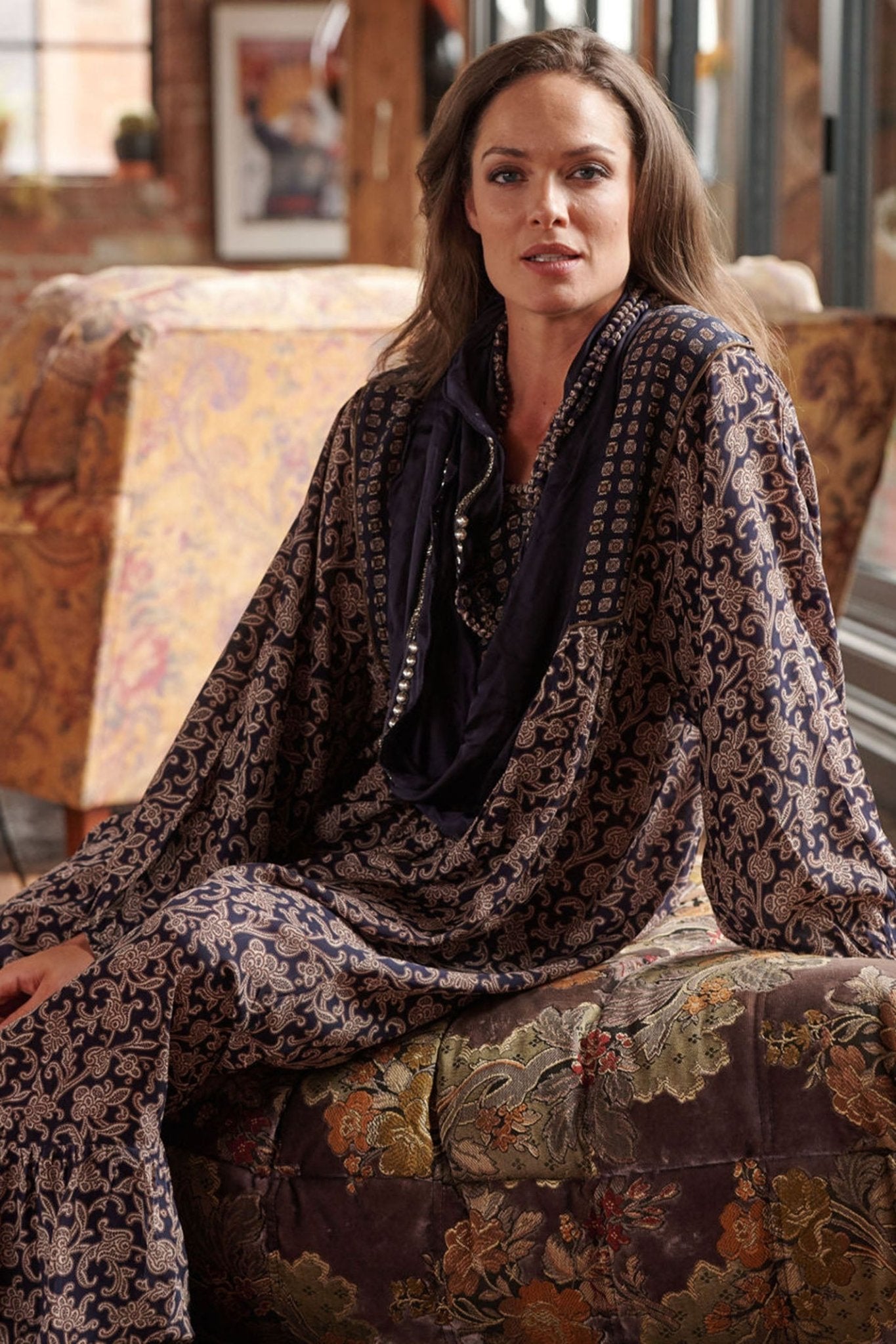 One Hundred Stars DBOFPABLU Floral Paisley Blue Boho Dress - Dotique Chesterfield