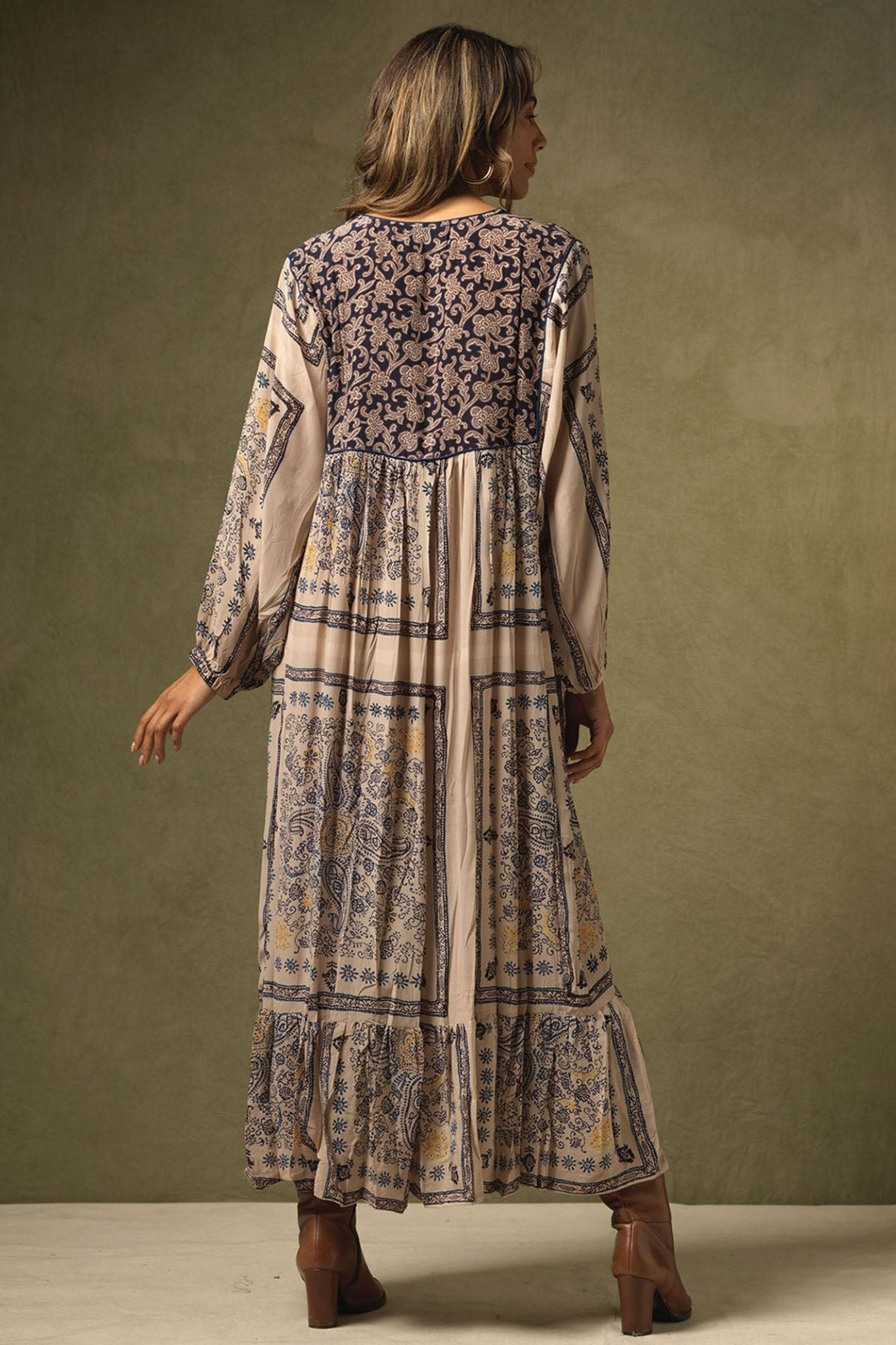One Hundred Stars DBOMEHBLU Mehndi Blue Boho Dress - Dotique Chesterfield