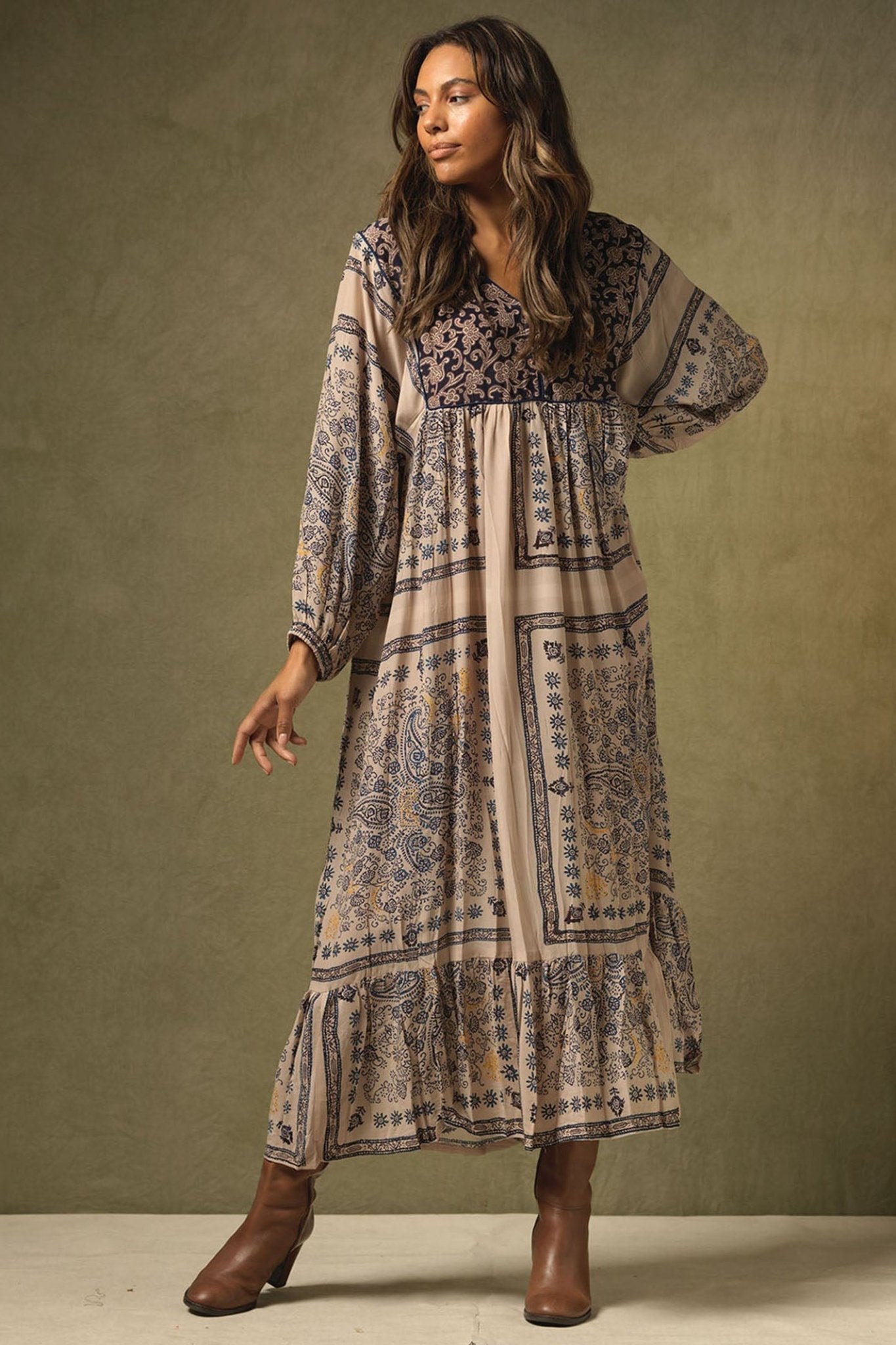 One Hundred Stars DBOMEHBLU Mehndi Blue Boho Dress - Dotique Chesterfield