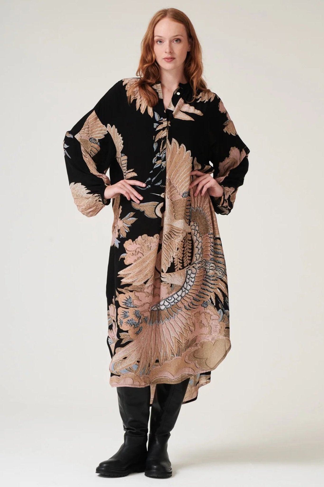 One Hundred Stars DRDCRABLK Crane Black Darcy Dress - Dotique - One Hundred Stars
