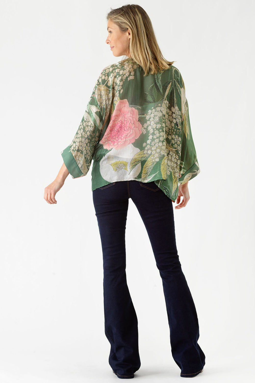 One Hundred Stars Elderflower Green Kimono - Dotique