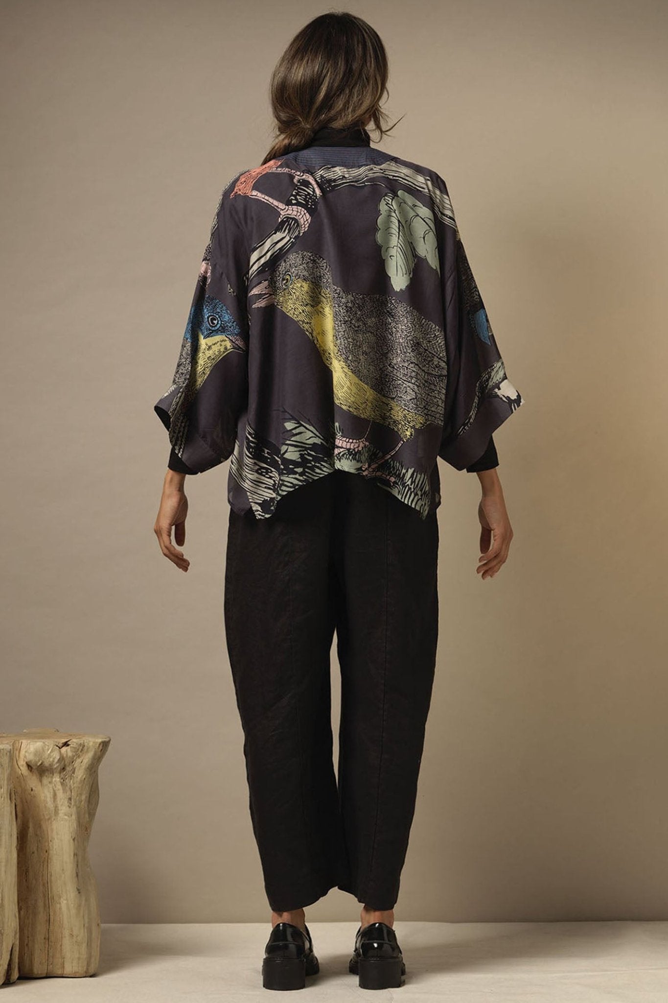One Hundred Stars KIMBIRINK Bird Ink Blue Kimono - Dotique Chesterfield