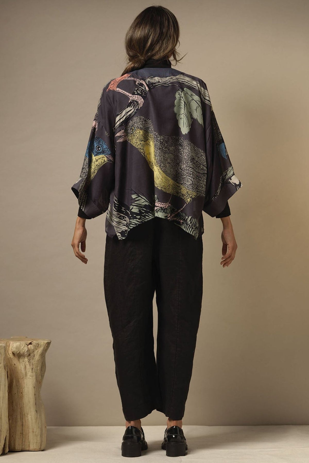 One Hundred Stars KIMBIRINK Bird Ink Blue Kimono - Dotique Chesterfield