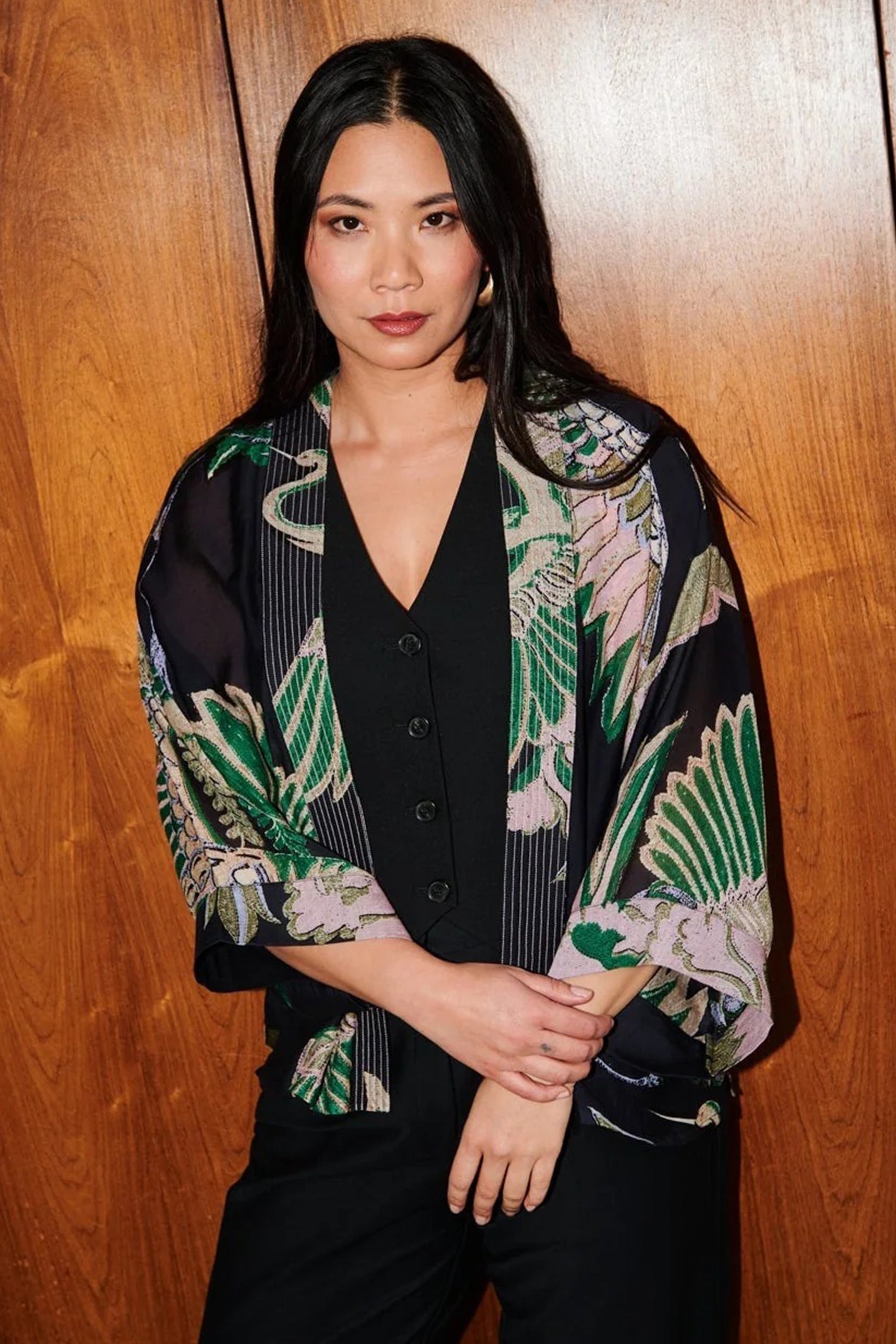 One Hundred Stars KIMCRAEML Crane Emerald Kimono