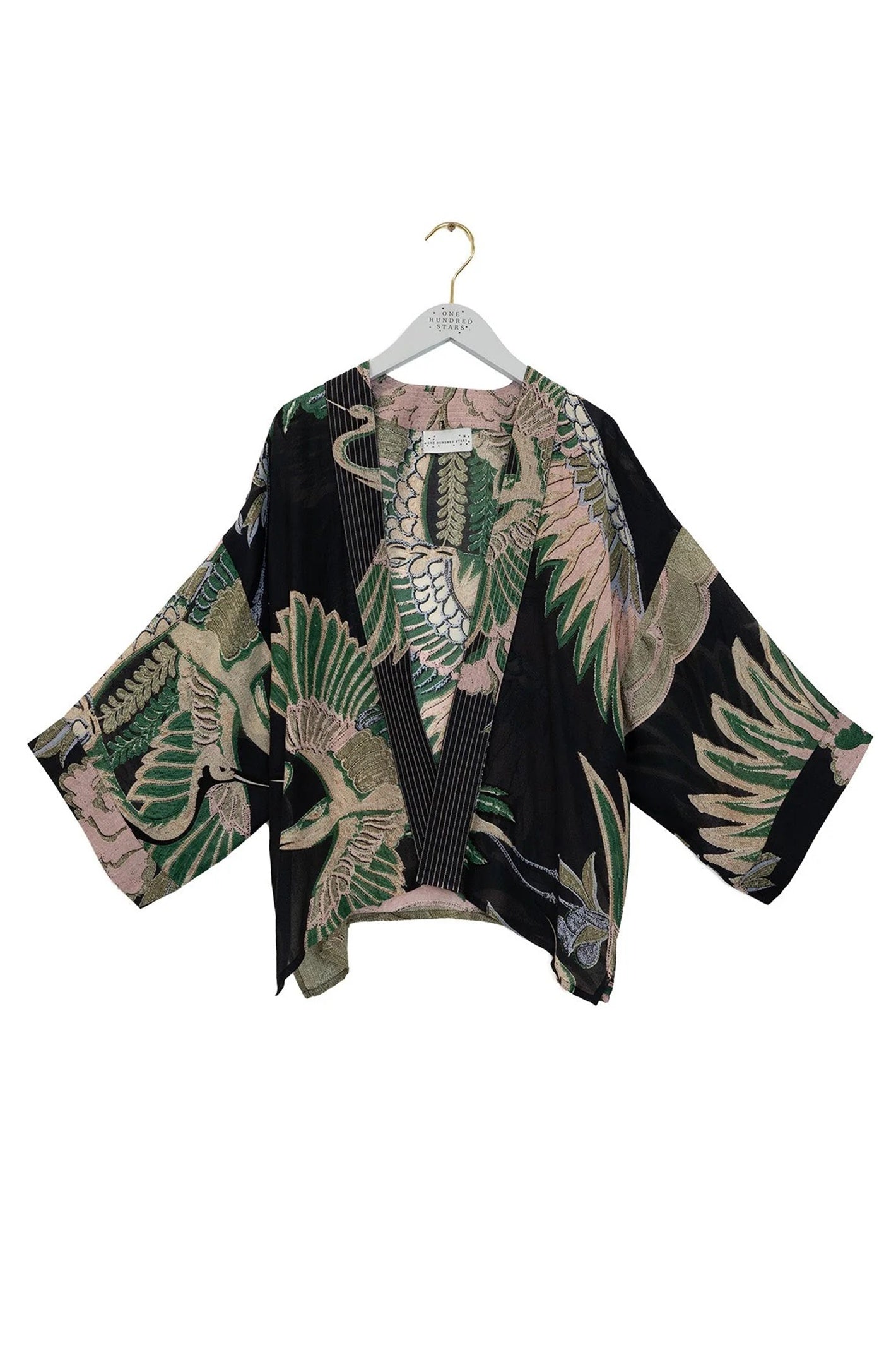 One Hundred Stars KIMCRAEML Crane Emerald Kimono