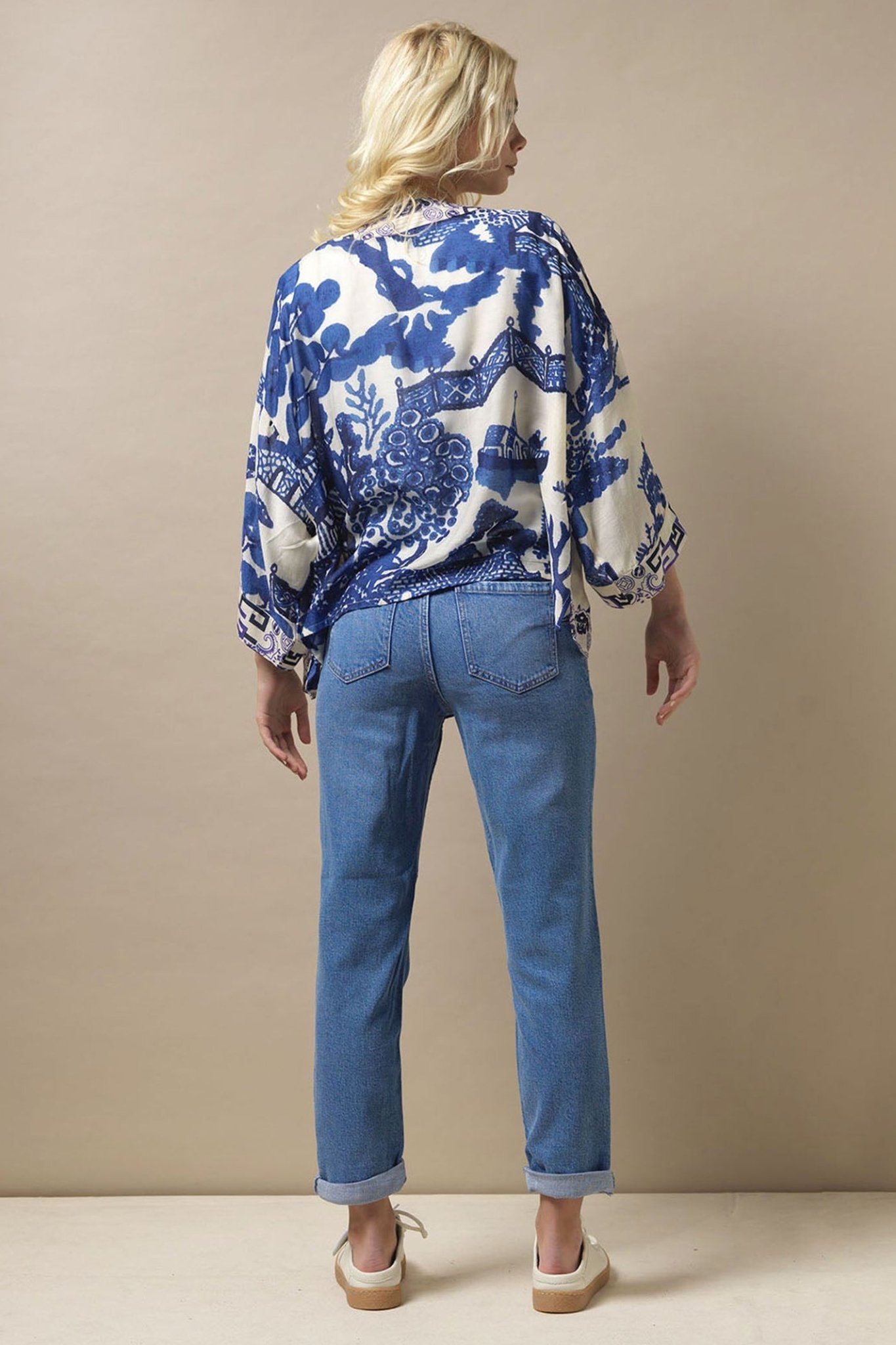 One Hundred Stars KIMGIWBLU Giant Willow Blue Kimono - Dotique