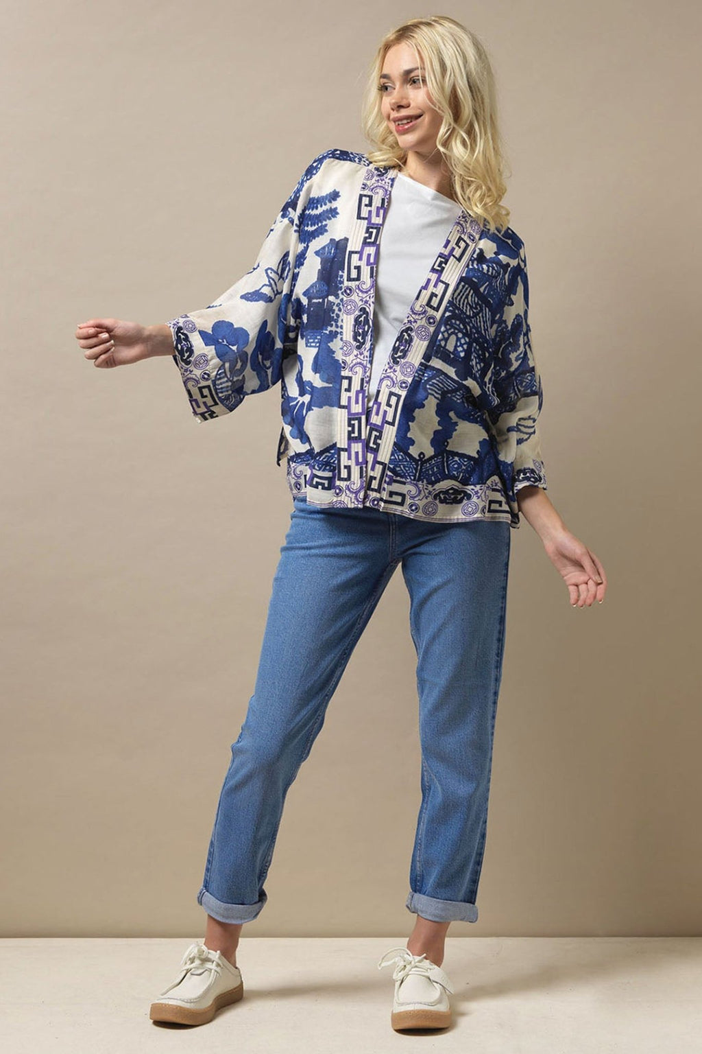 One Hundred Stars KIMGIWBLU Giant Willow Blue Kimono - Dotique