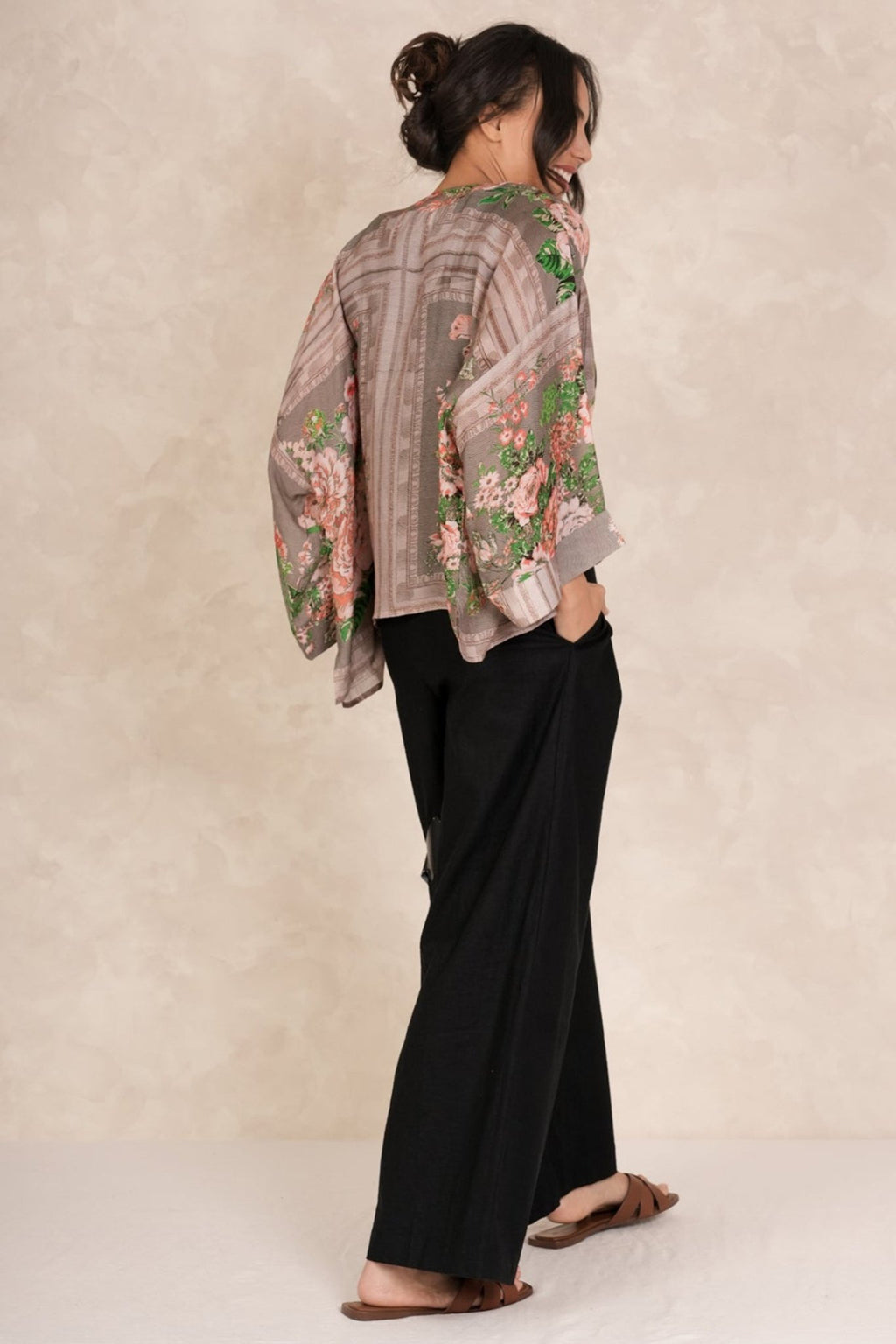 One Hundred Stars KIMNEOBEI Neon Rose Beige Kimono - Dotique