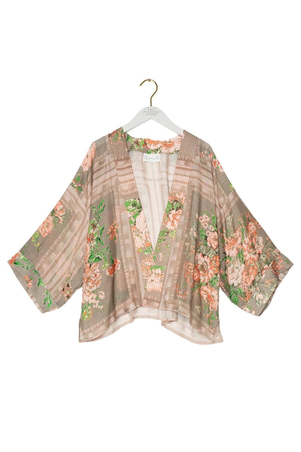 One Hundred Stars KIMNEOBEI Neon Rose Beige Kimono - Dotique