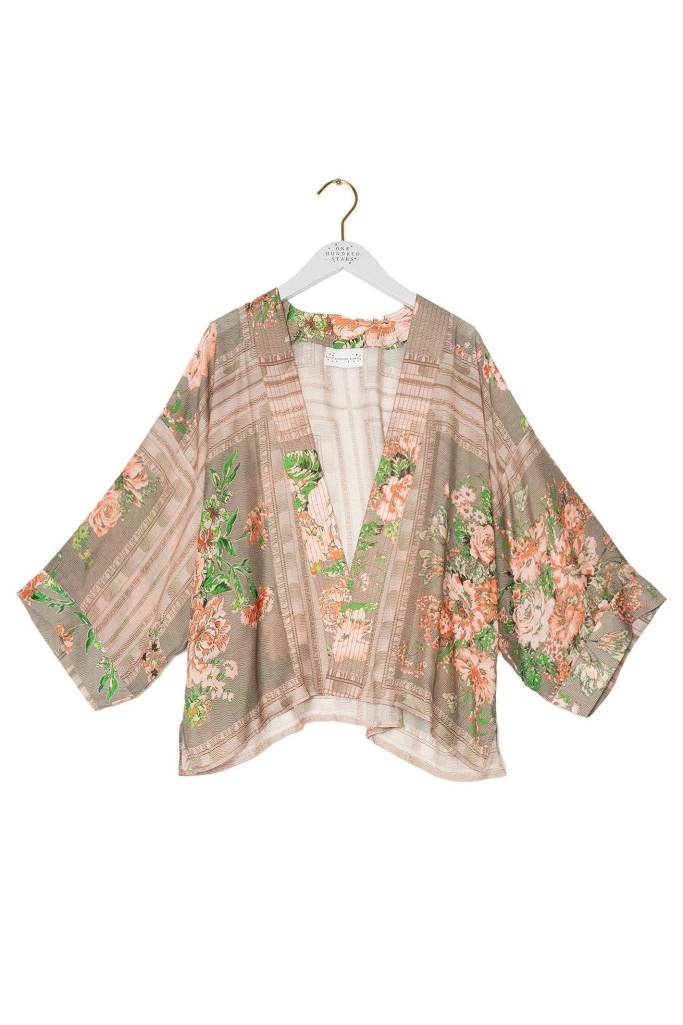 One Hundred Stars KIMNEOBEI Neon Rose Beige Kimono - Dotique