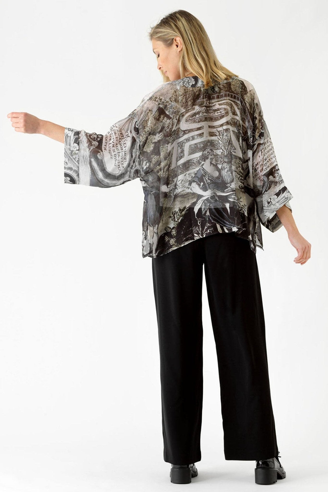 One Hundred Stars KIMSUNGRY Sunburst Grey Kimono - Dotique Chesterfield