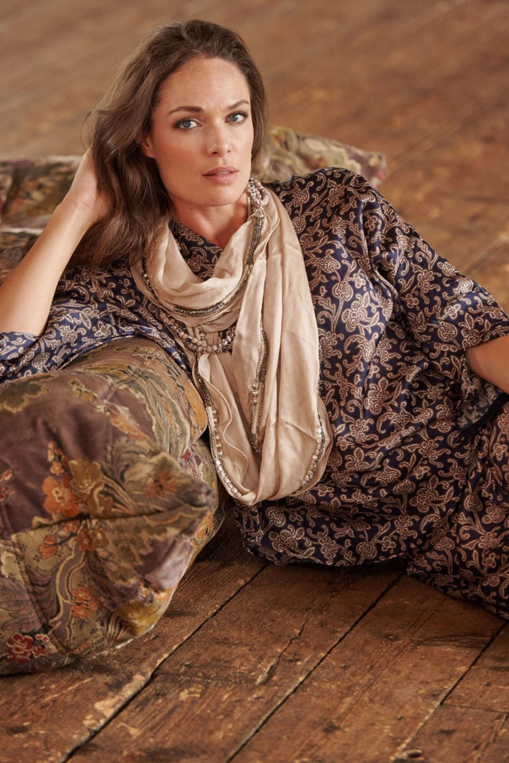 One Hundred Stars  NKLHERBEI Heritage Beige Necklace Scarf - Dotique