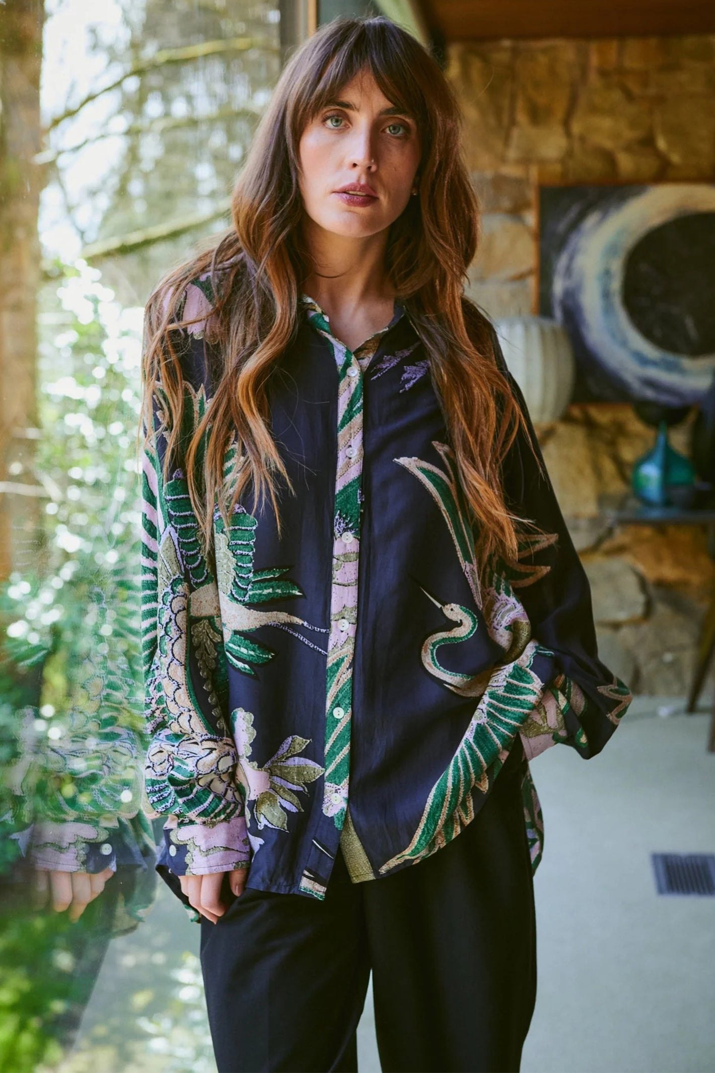 One Hundred Stars OVSCRAEML Crane Emerald Oversized Shirt