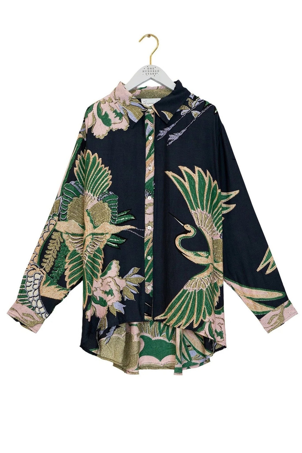 One Hundred Stars OVSCRAEML Crane Emerald Oversized Shirt - Dotique - One Hundred Stars