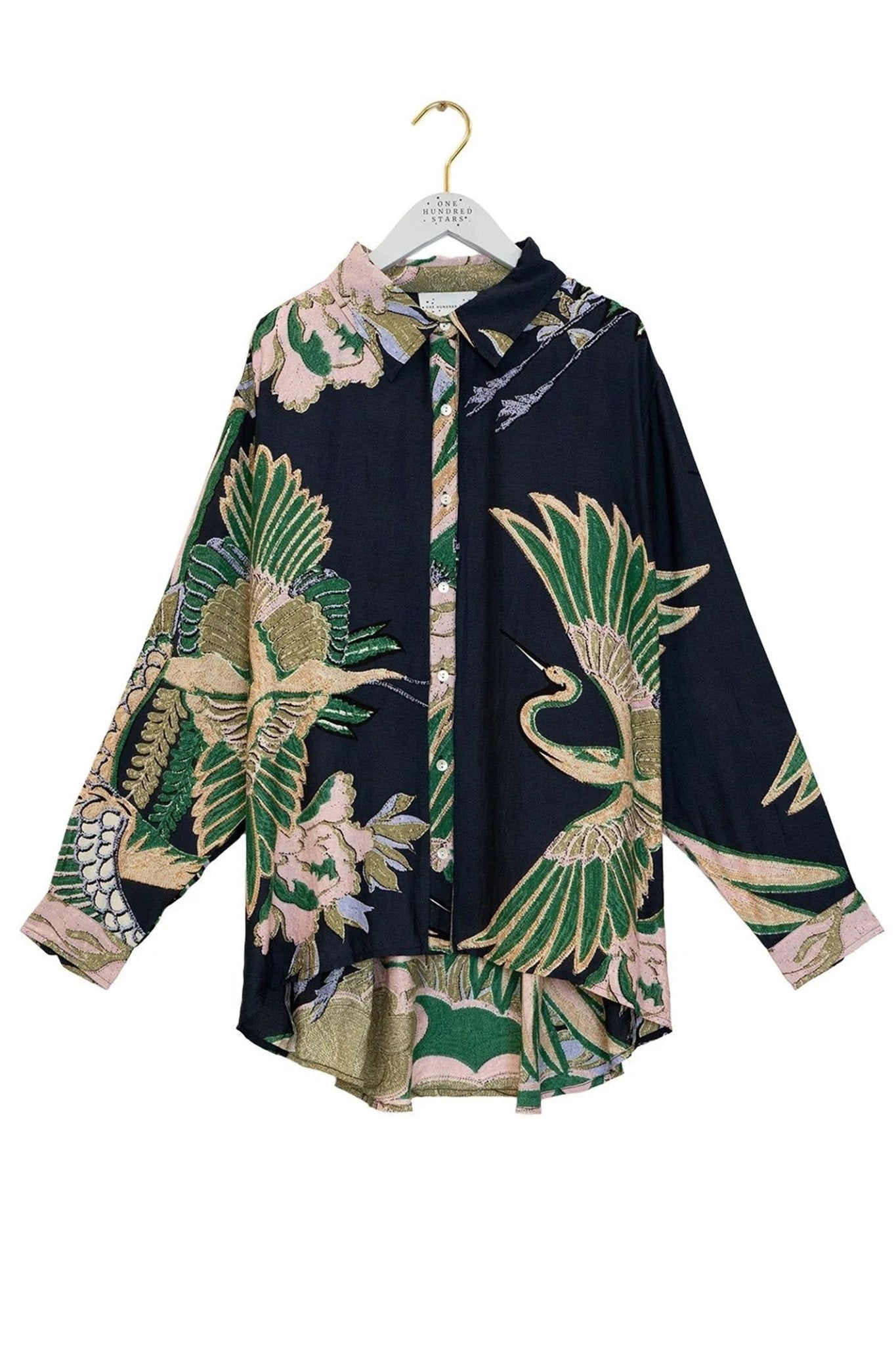 One Hundred Stars OVSCRAEML Crane Emerald Oversized Shirt - Dotique - One Hundred Stars