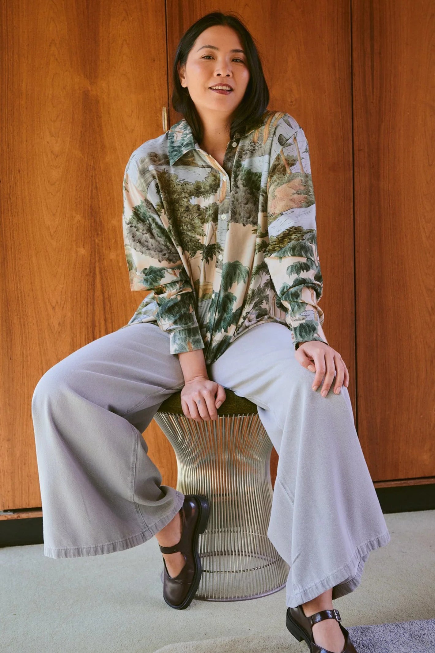 One Hundred Stars OVSRVTNAT Rivers and Trees Natural Oversized Shirt