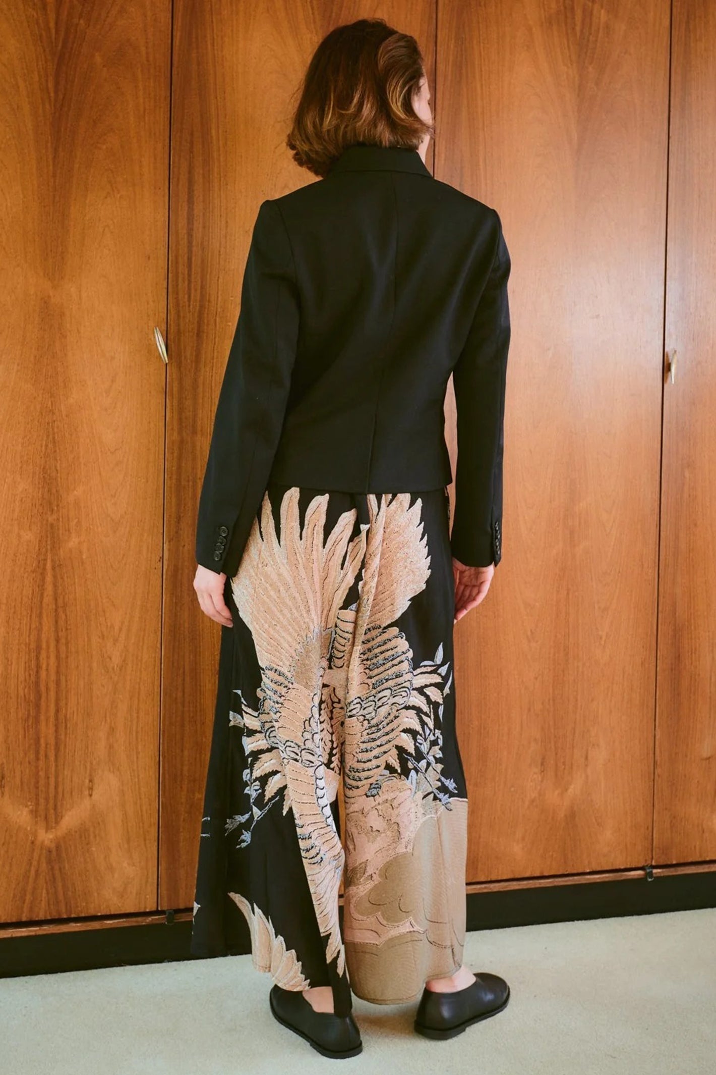 One Hundred Stars PPCCRABLK Crane Black Crepe Palazzo Pants