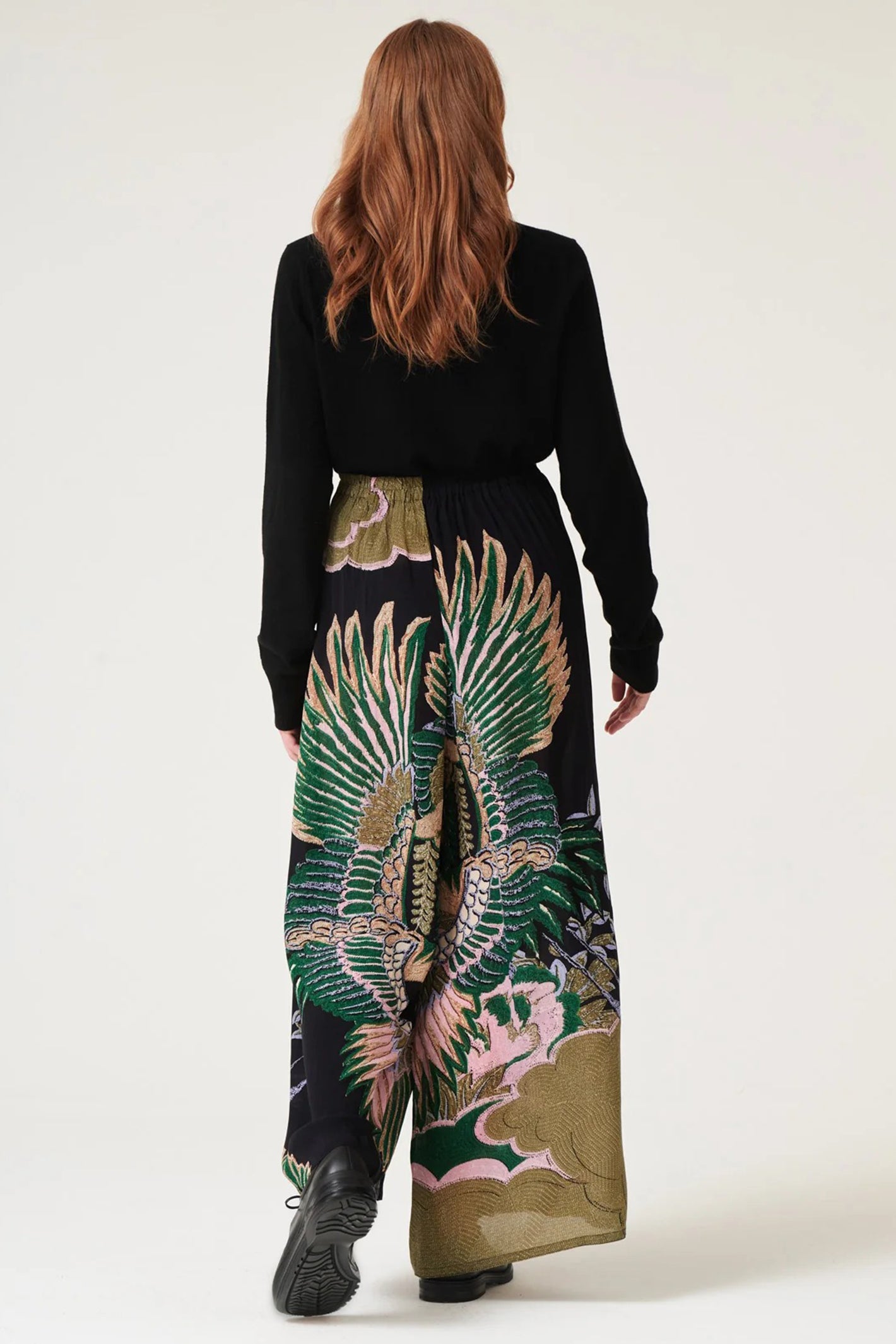 One Hundred Stars PPCCRAEML Crane Emerald Crepe Palazzo Pants