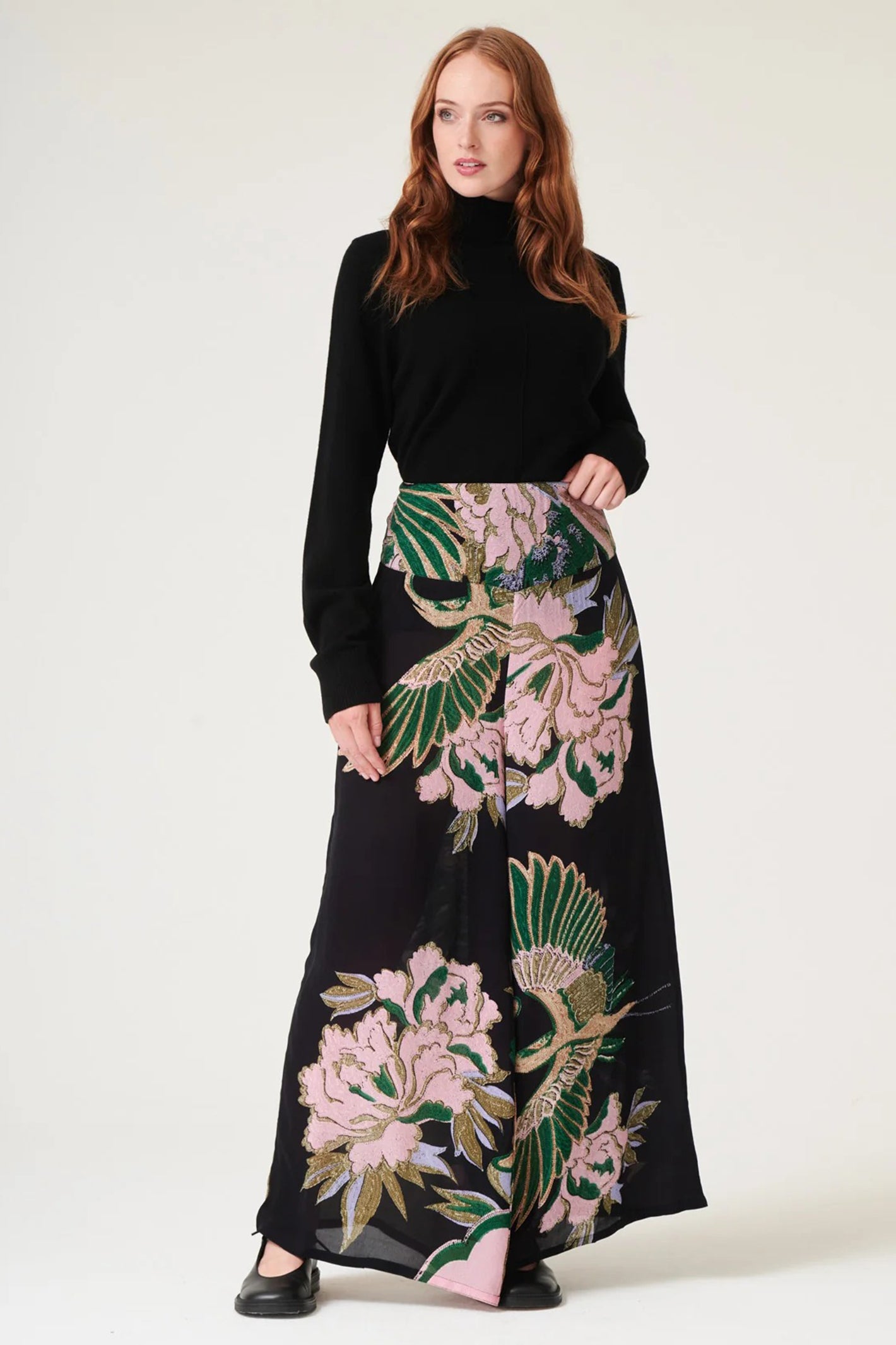 One Hundred Stars PPCCRAEML Crane Emerald Crepe Palazzo Pants