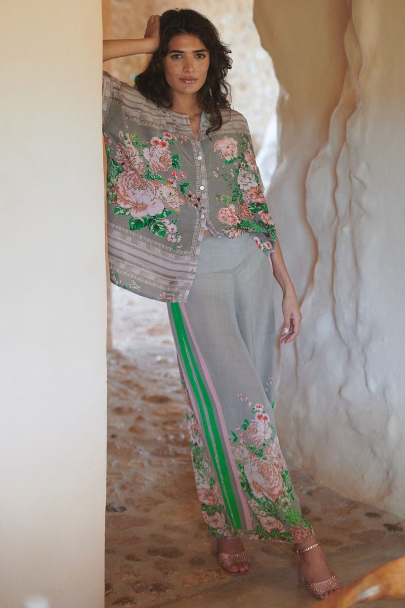 One Hundred Stars PPCNEOBEI Neon Rose Beige Palazzo Pant - Dotique