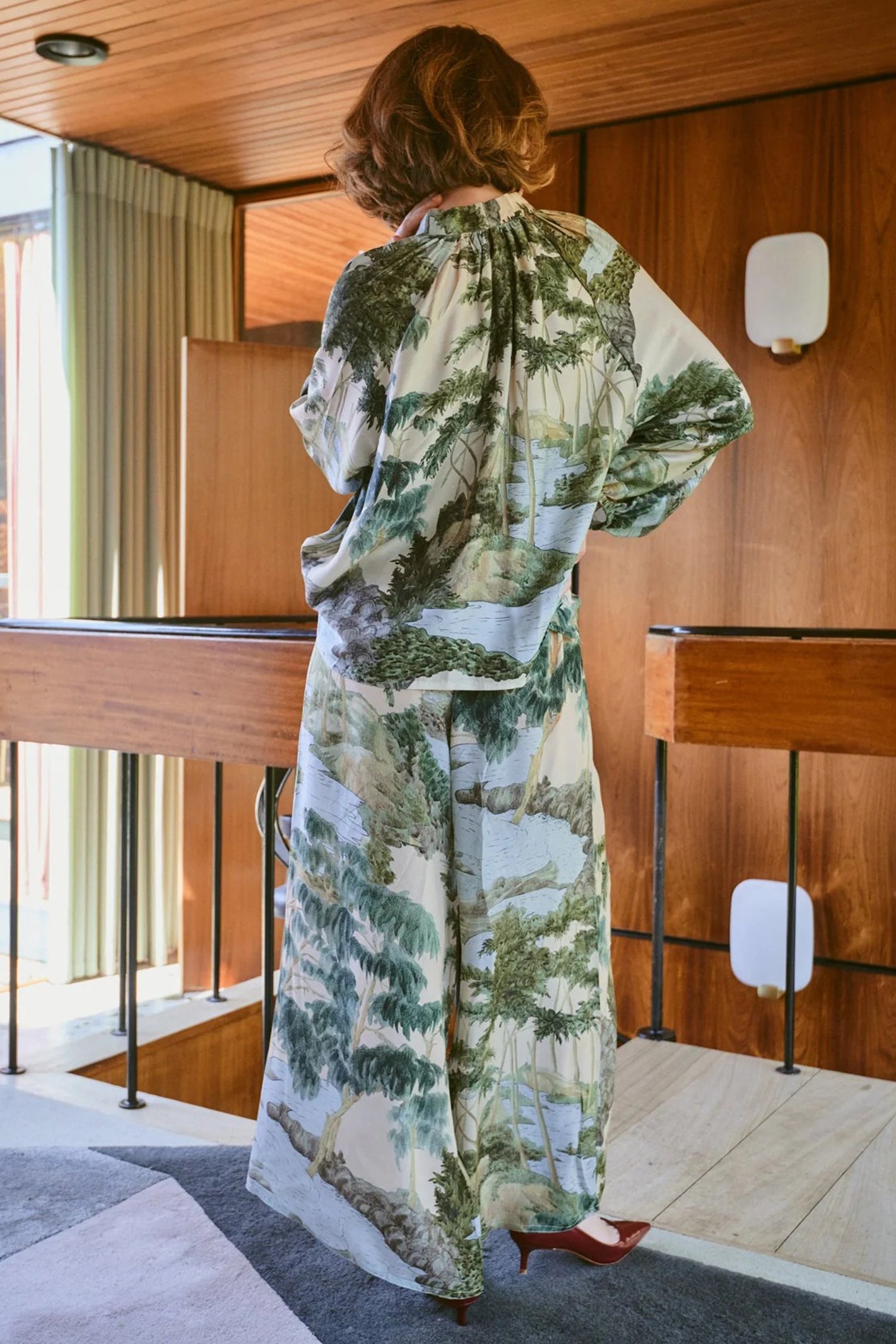 One Hundred Stars PPCRVTNAT Rivers and Trees Natural Crepe Palazzo Pants