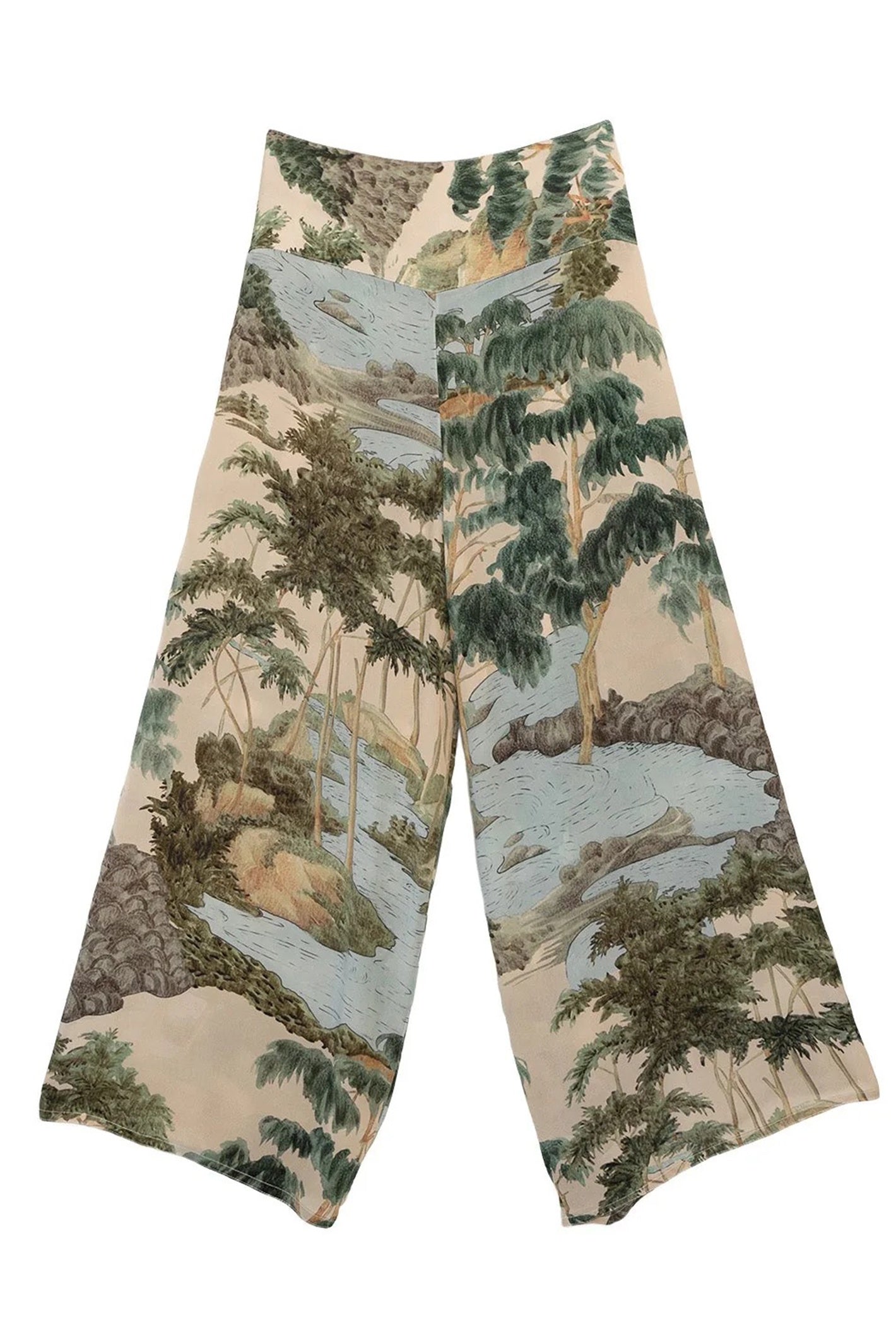 One Hundred Stars PPCRVTNAT Rivers and Trees Natural Crepe Palazzo Pants