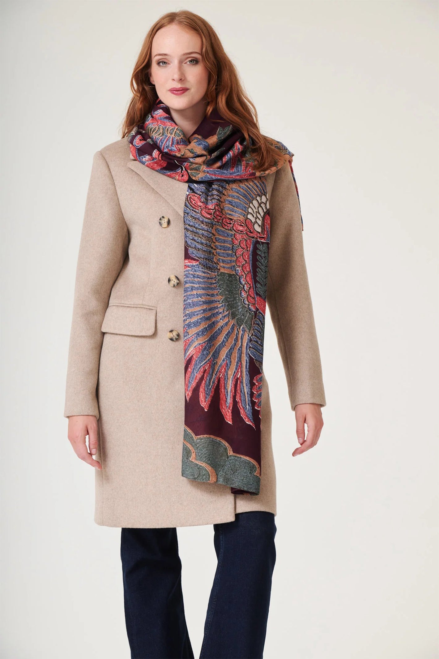 One Hundred Stars SCACRAPLU Crane Plum Scarf