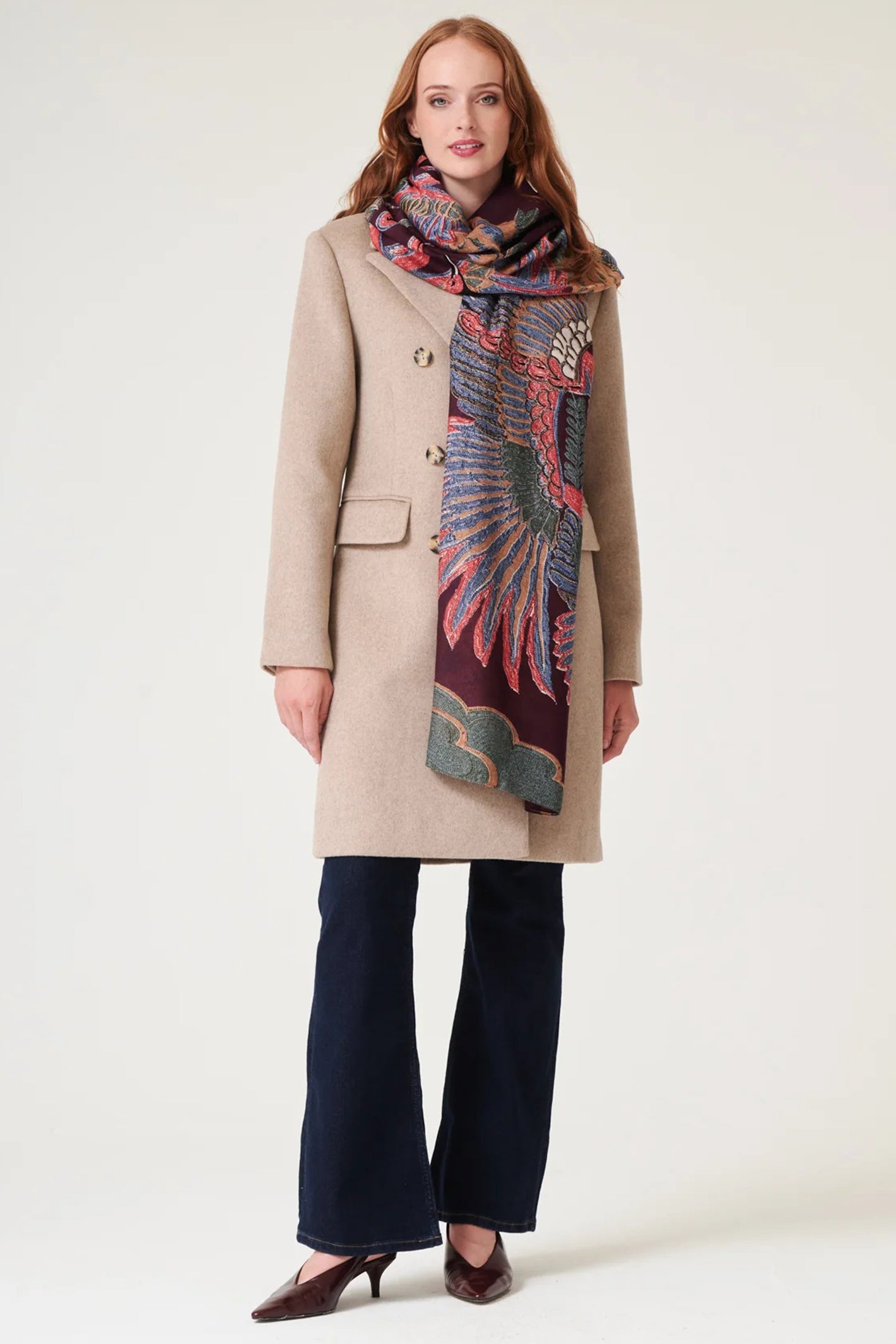 One Hundred Stars SCACRAPLU Crane Plum Scarf