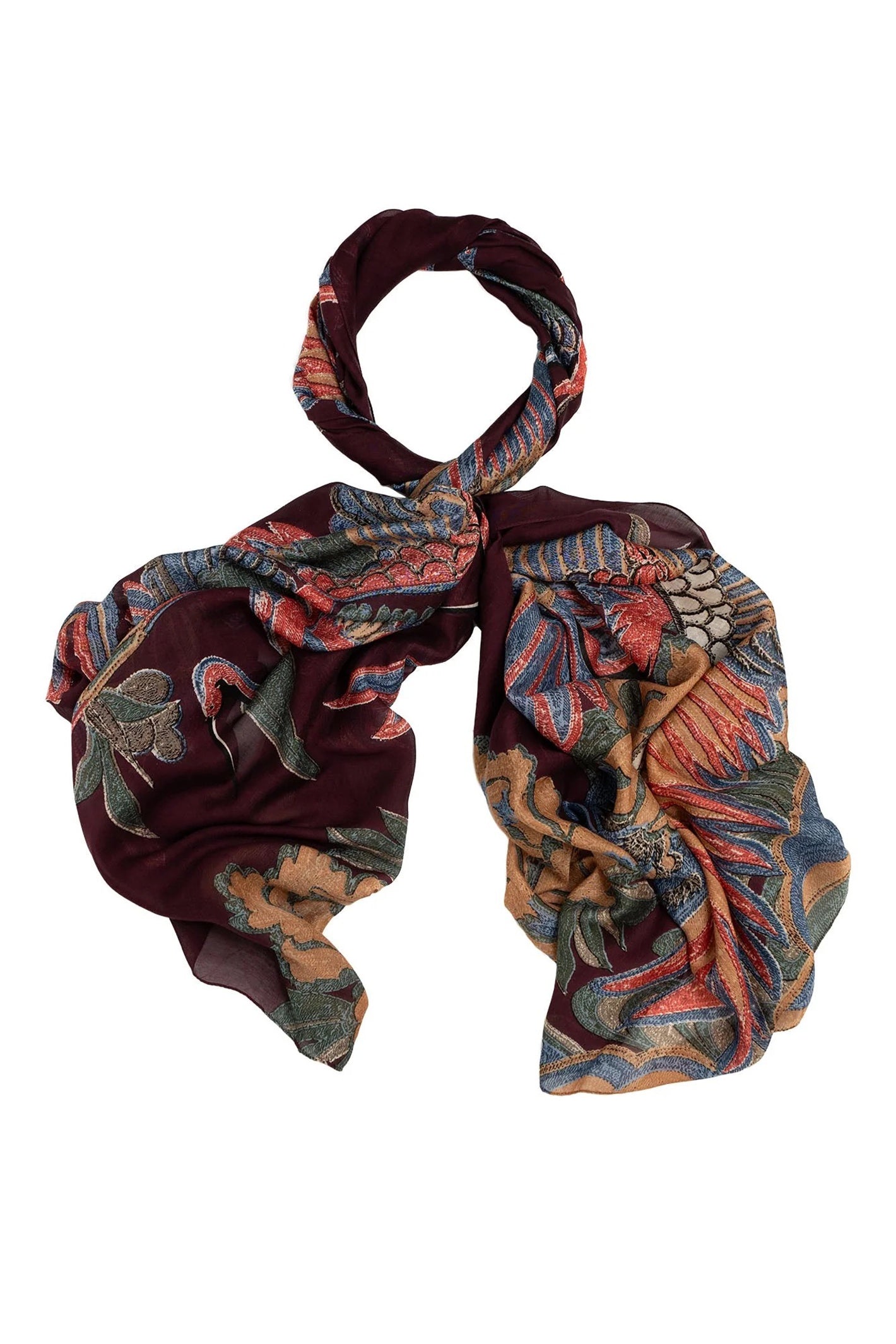 One Hundred Stars SCACRAPLU Crane Plum Scarf