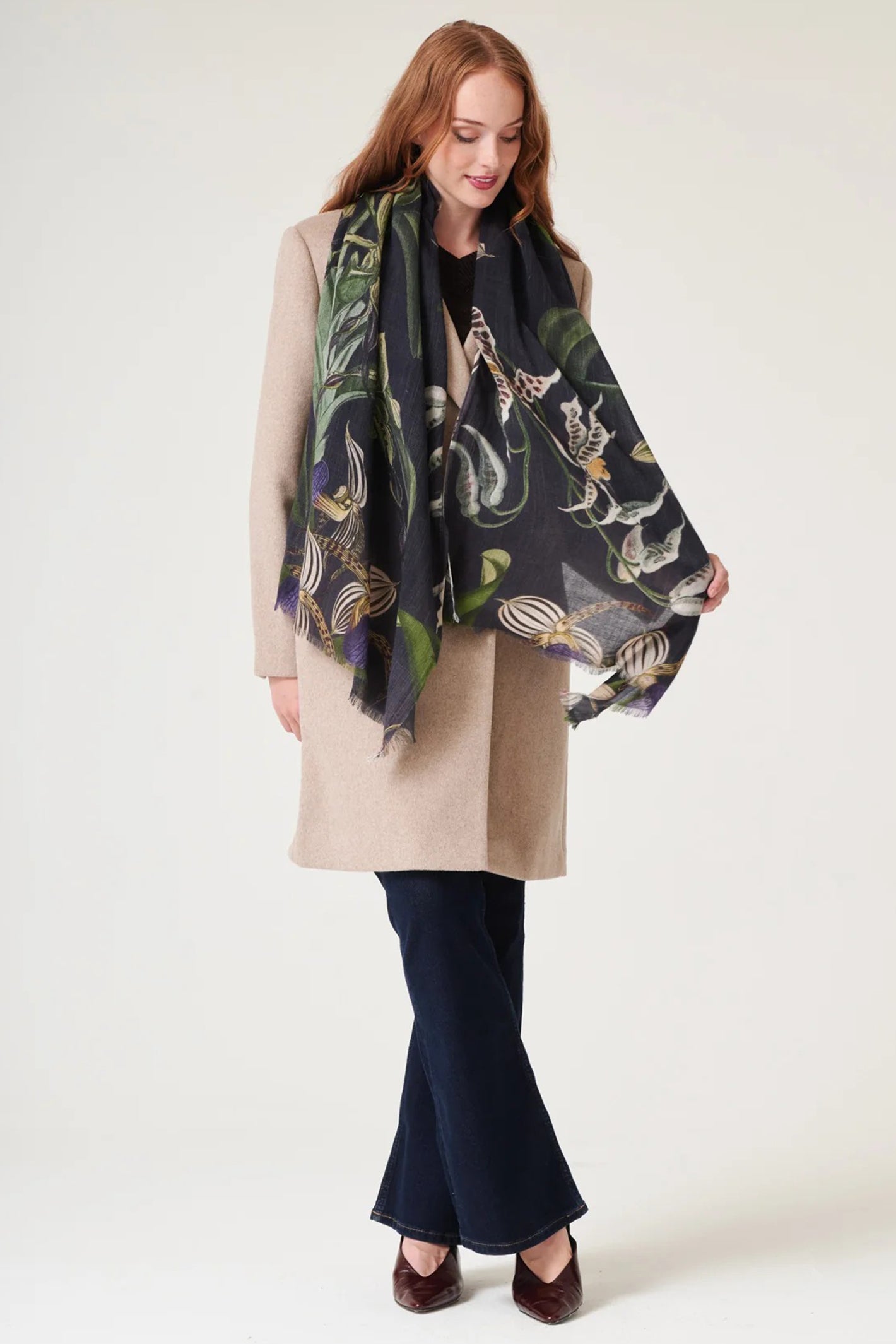 One Hundred Stars SCAORCBLK Orchid Black Scarf