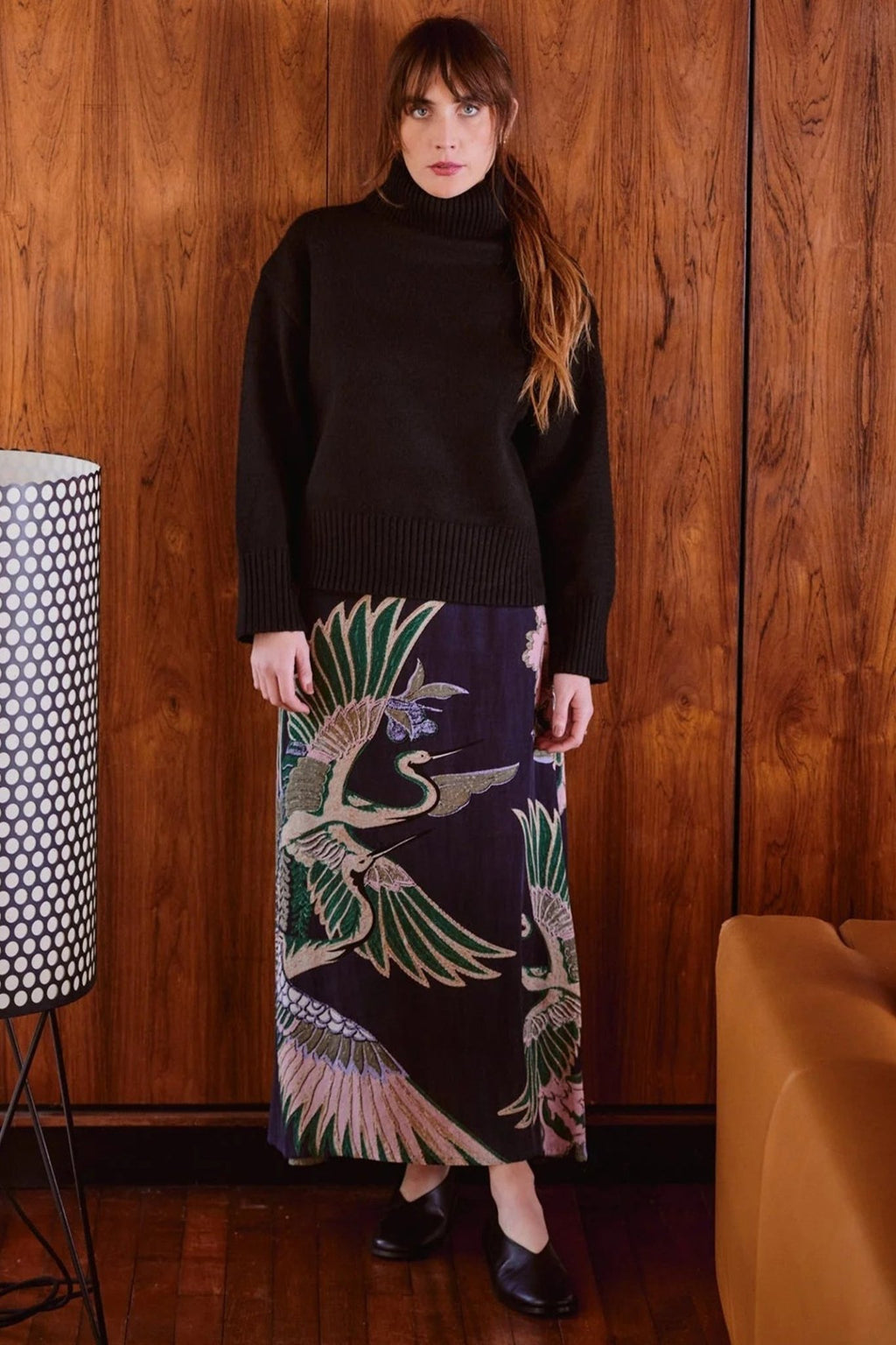 One Hundred Stars SKICRAEML Crane Emerald A - Line Maxi Skirt - Dotique - One Hundred Stars