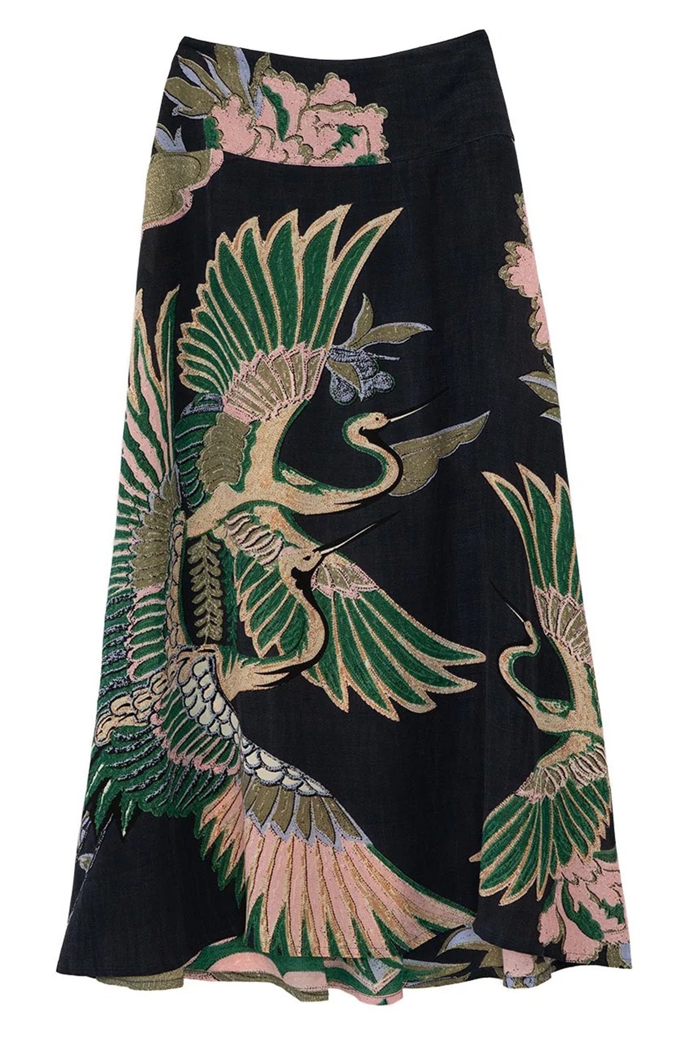 One Hundred Stars SKICRAEML Crane Emerald A-Line Maxi Skirt