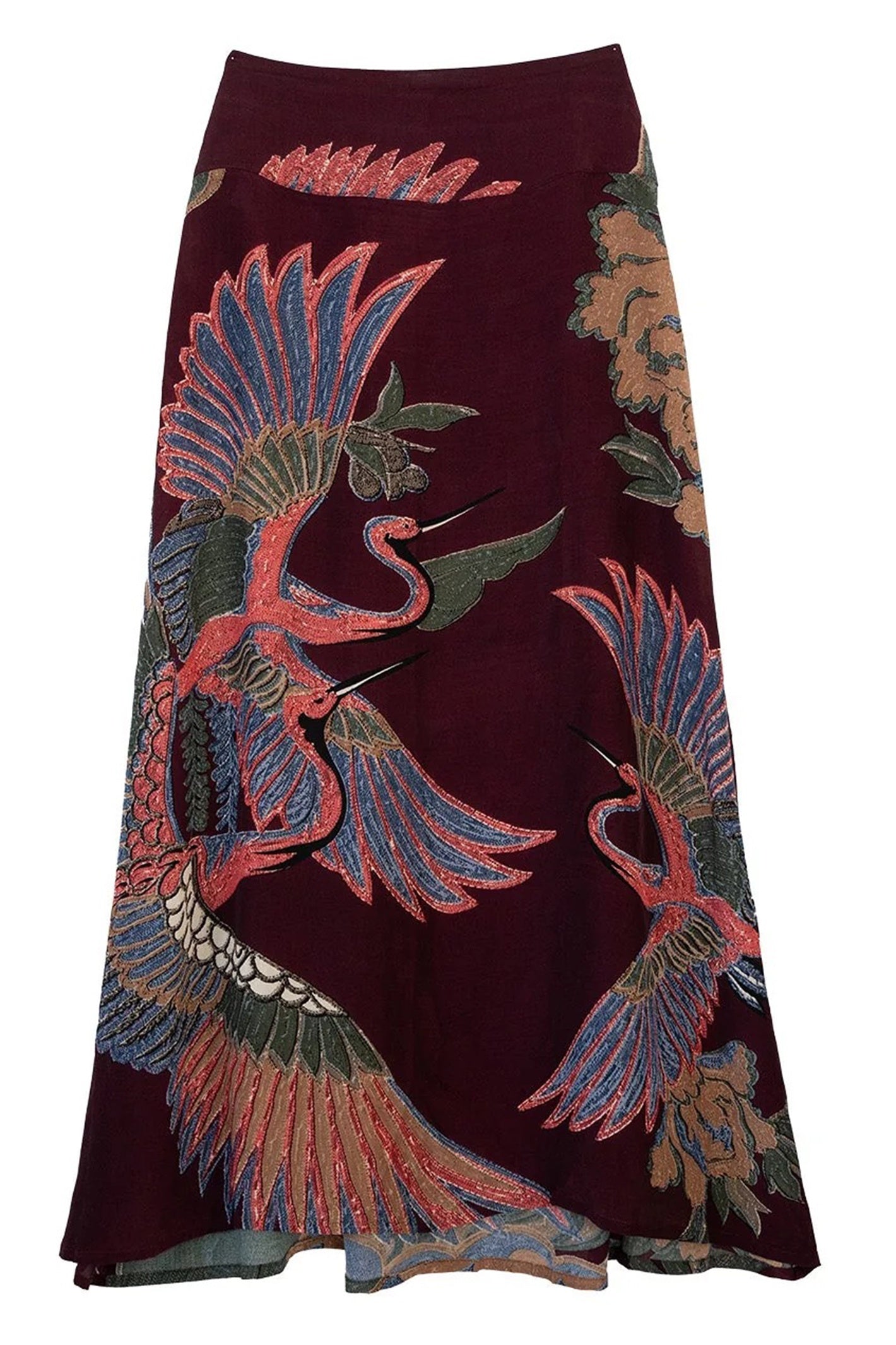 One Hundred Stars SKICRAPLU Crane Plum A-Line Maxi Skirt