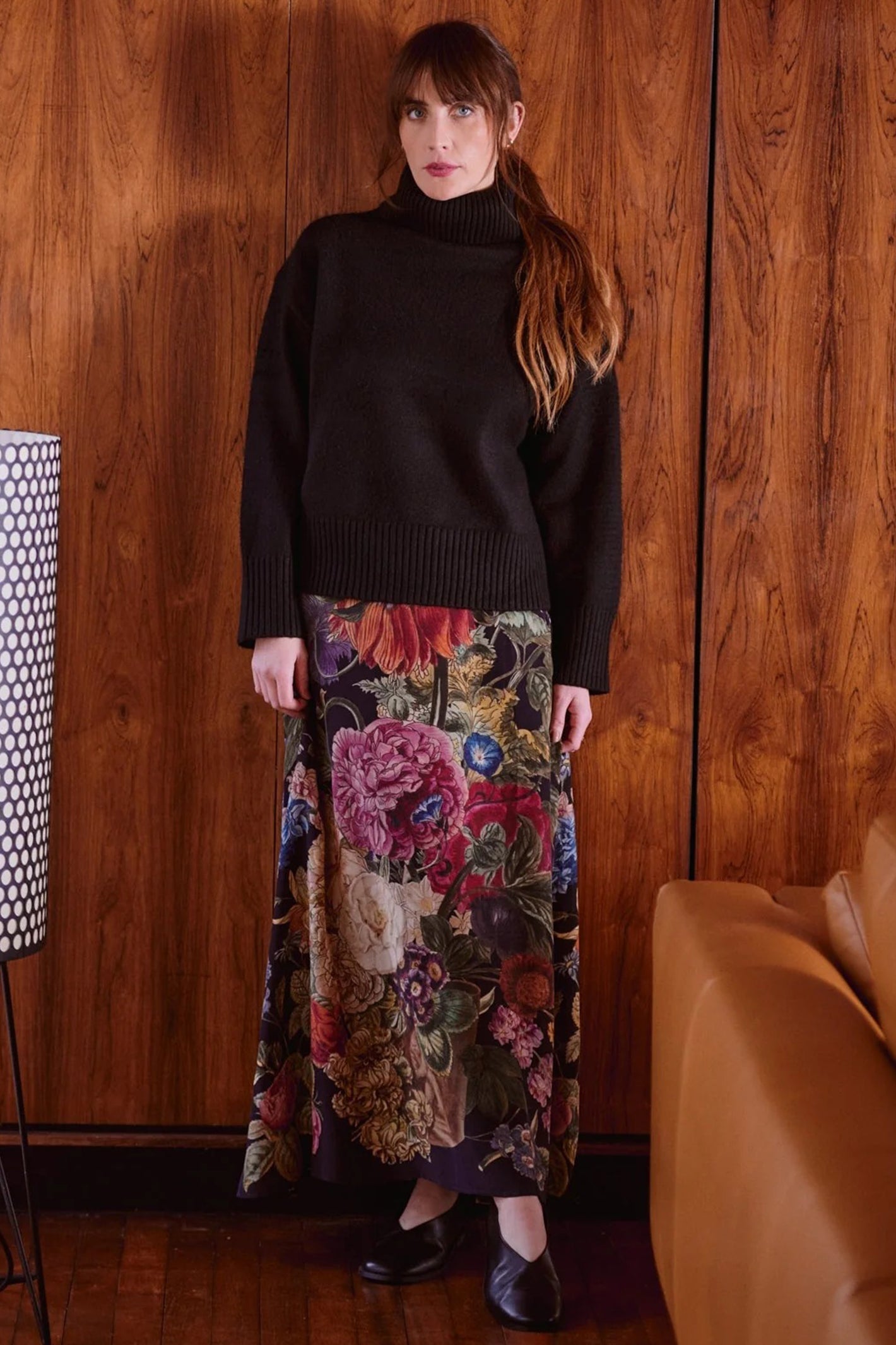 One Hundred Stars SKIPRIBLK Primula Black A-Line Maxi Skirt