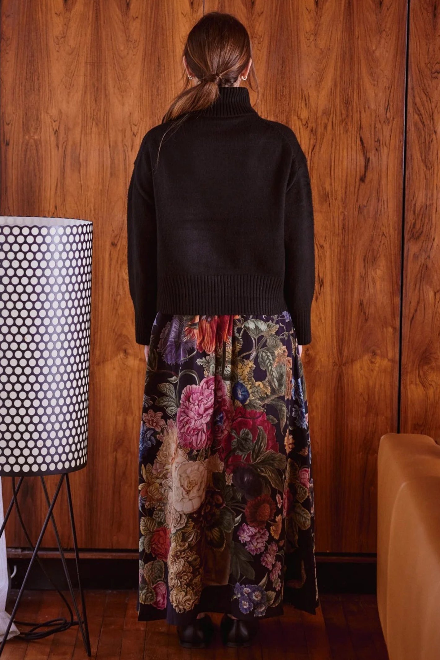 One Hundred Stars SKIPRIBLK Primula Black A-Line Maxi Skirt