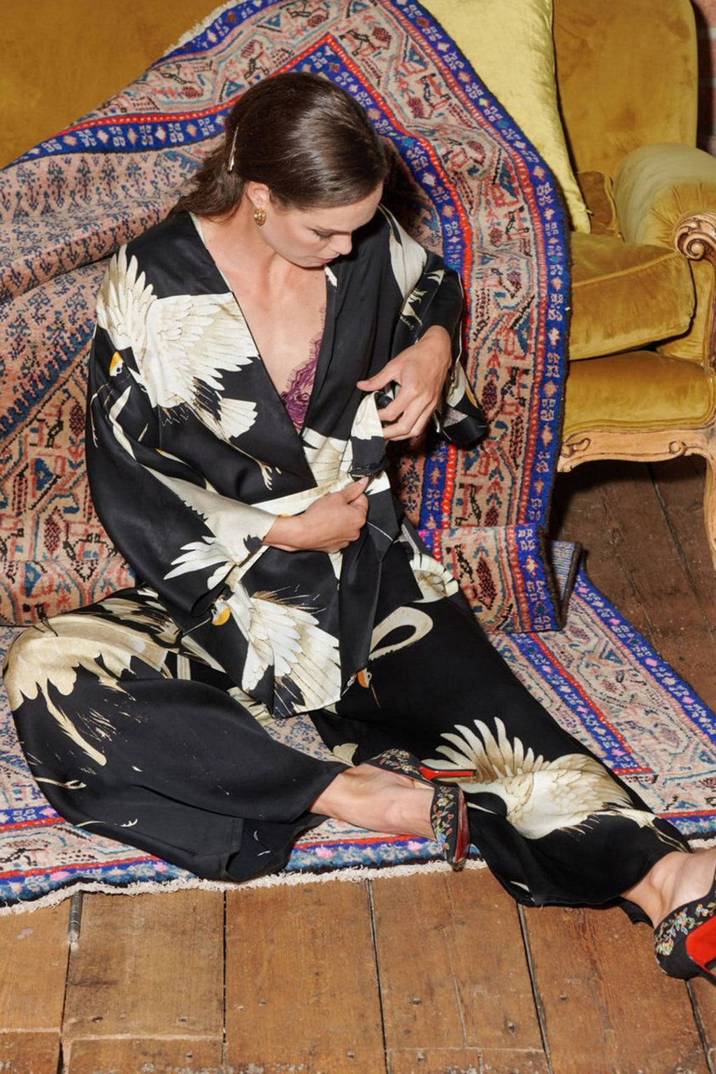 One Hundred Stars Stork Black Palazzo Pant Trousers PPASTOBLK - Dotique Chesterfield