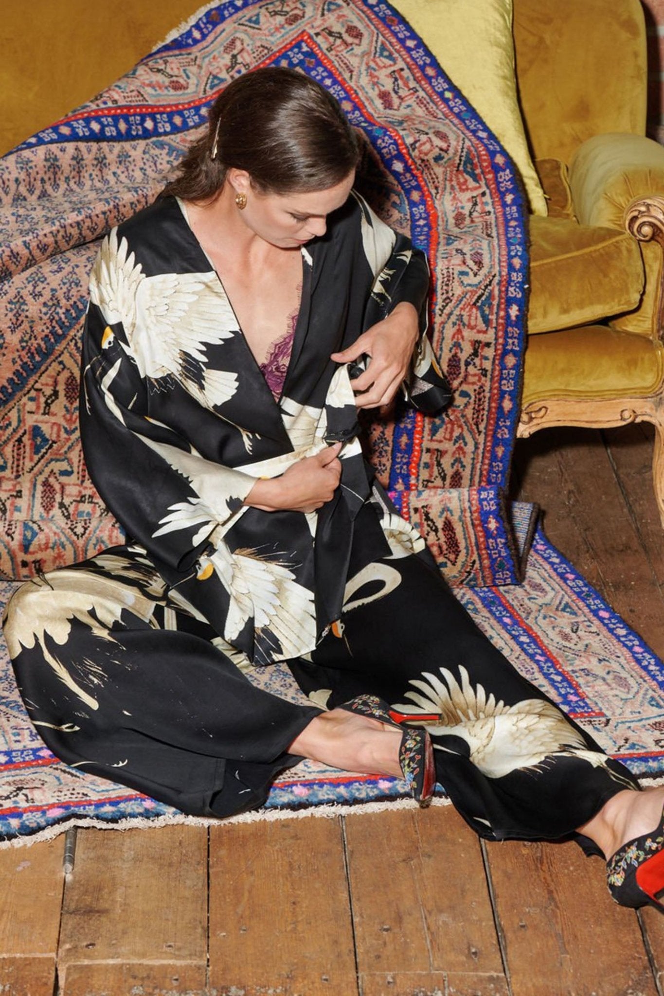 One Hundred Stars Stork Black Palazzo Pant Trousers PPASTOBLK - Dotique Chesterfield