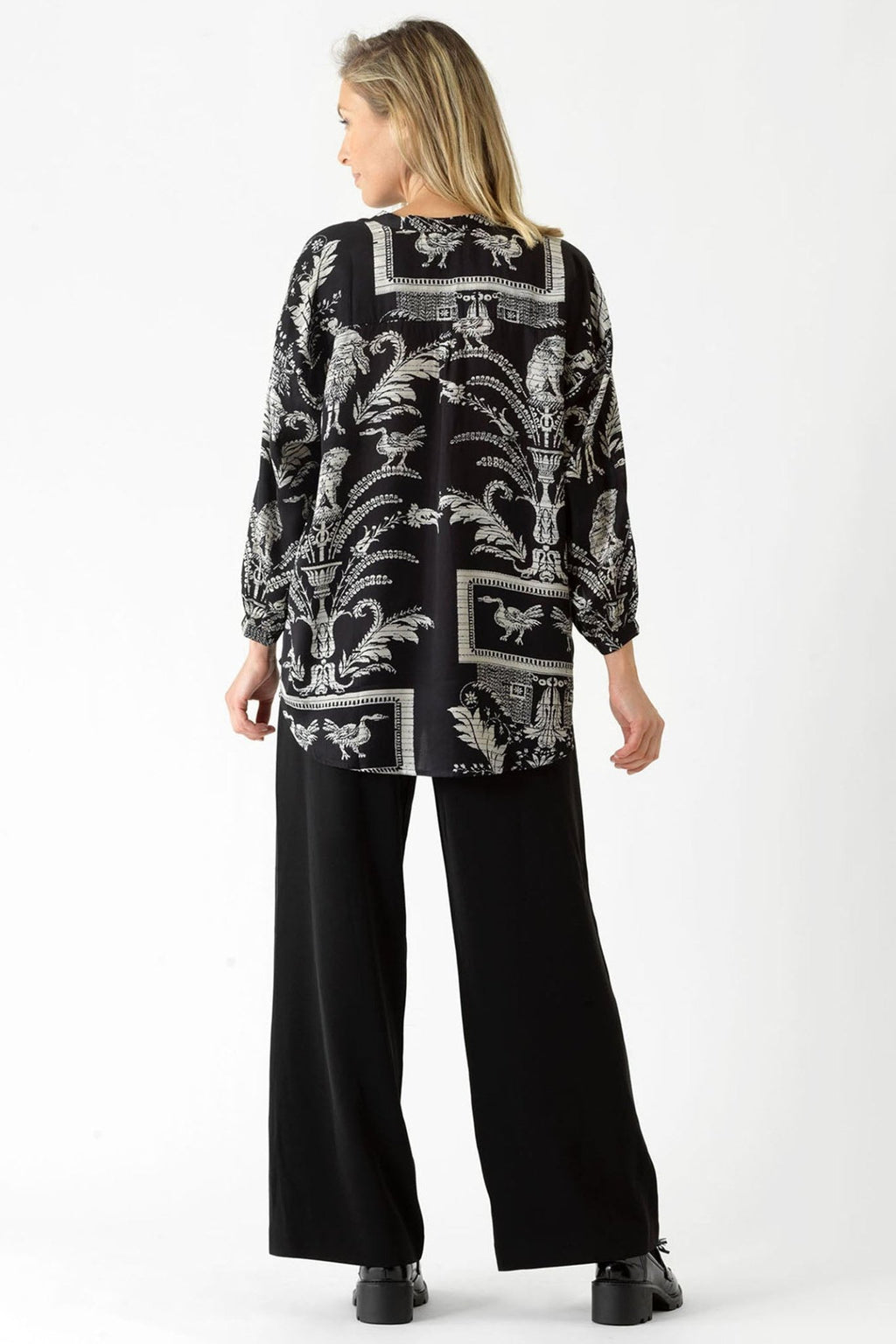 One Hundred Stars TOPDAMBLK Vintage Damask Black Darcy Shirt - Dotique Chesterfield