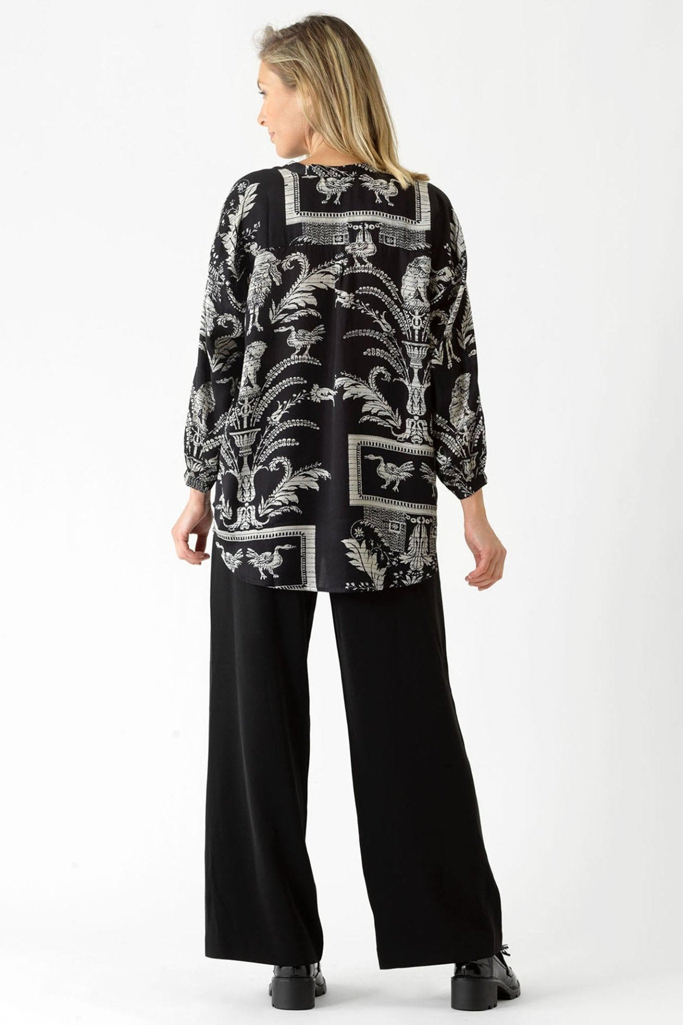 One Hundred Stars TOPDAMBLK Vintage Damask Black Darcy Shirt - Dotique Chesterfield