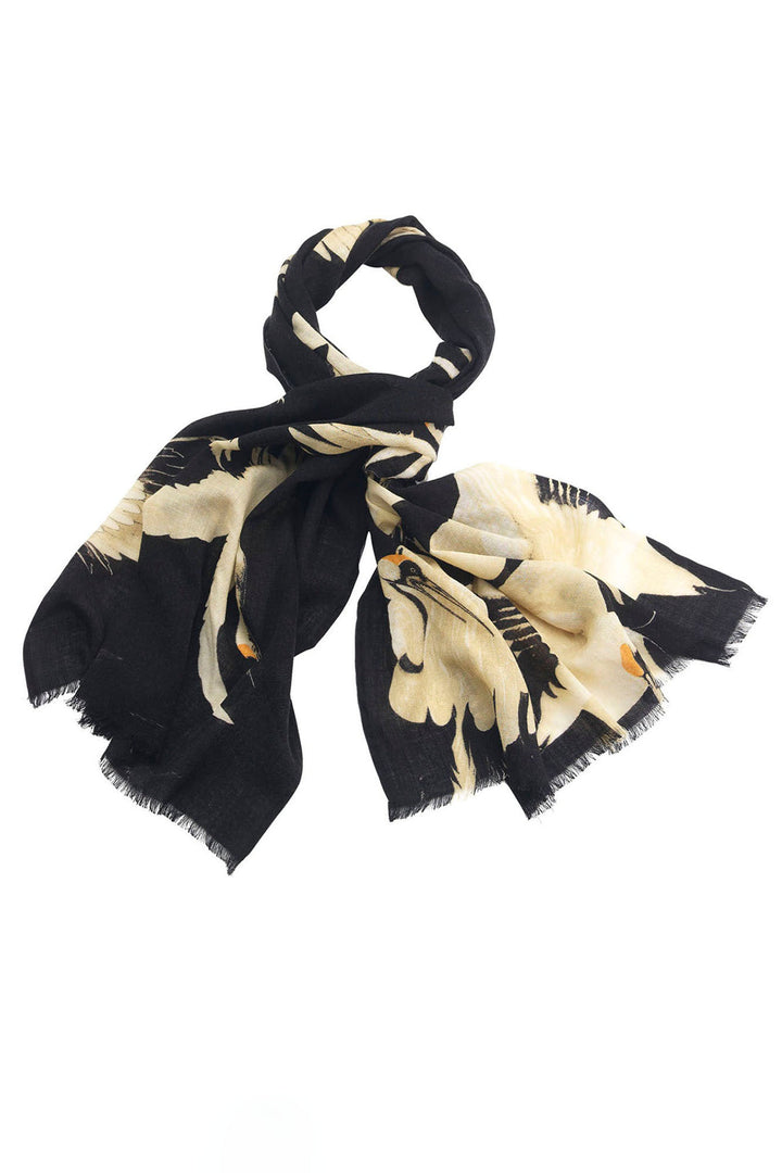 One Hundred Stars WSCSTOBLK Stork Black Wool Scarf - Dotique