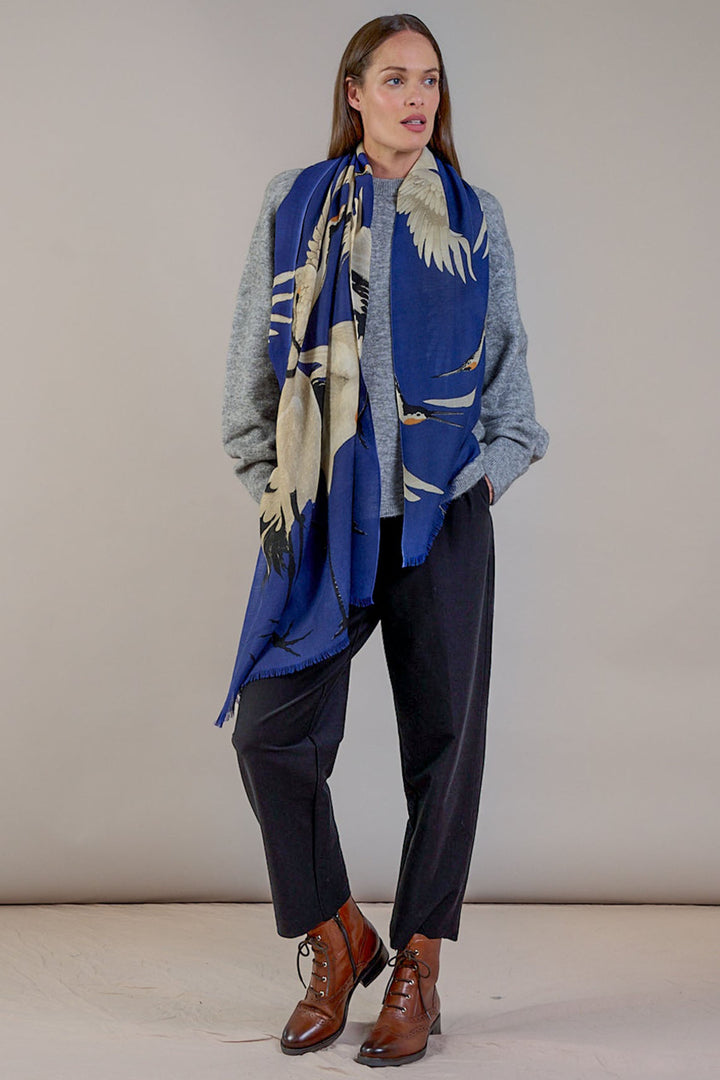 One Hundred Stars WSCSTORBL Stork Royal Blue Wool Scarf - Dotique