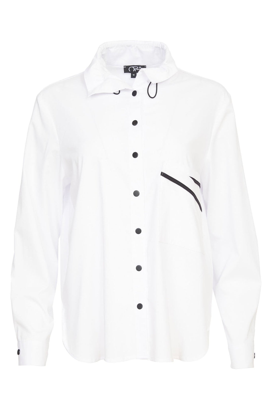 Ora 127 Shirt White With Black Pocket Detail - Dotique - Ora