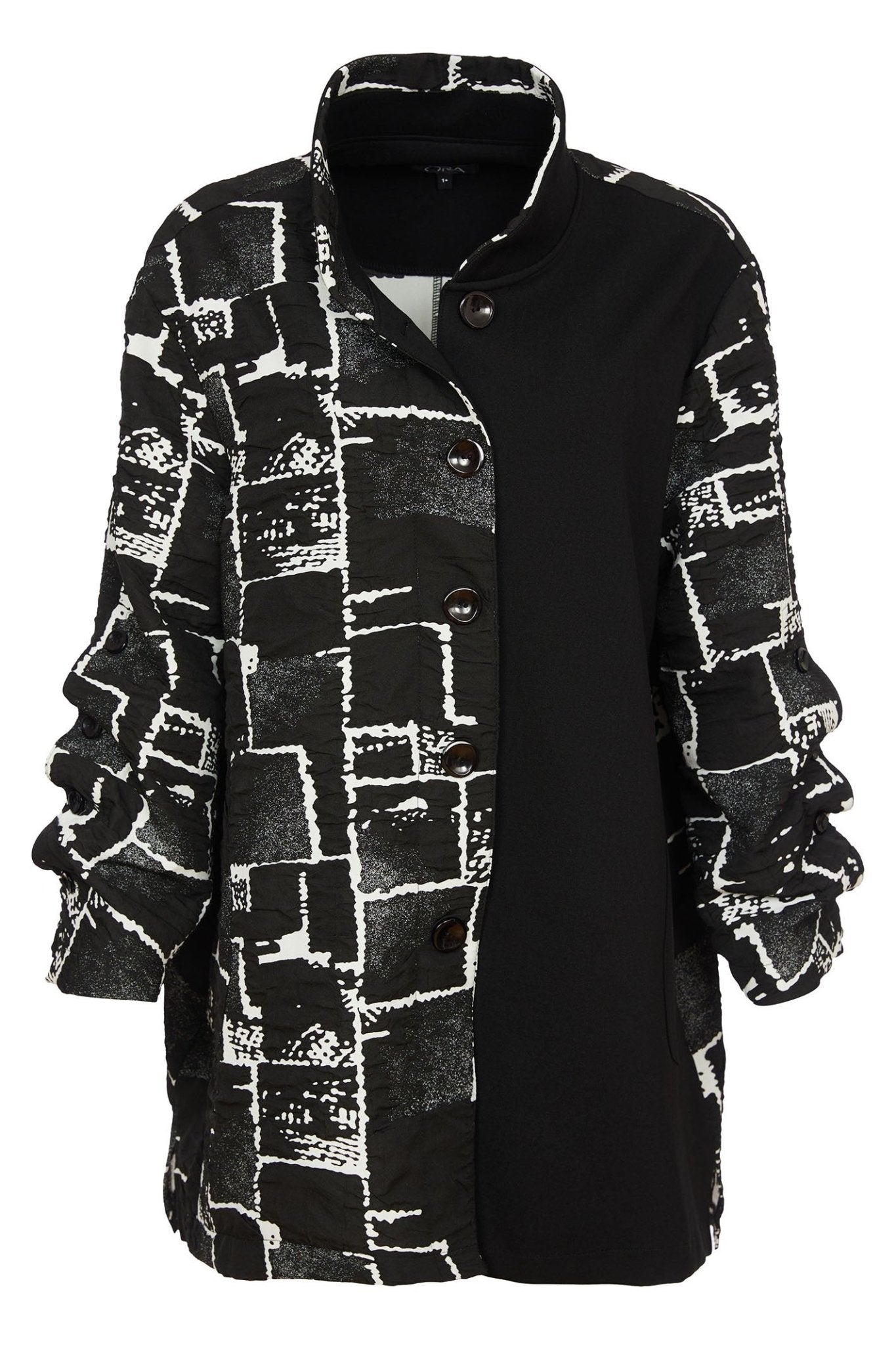Ora 147 Black Print Jacket - Dotique - Ora
